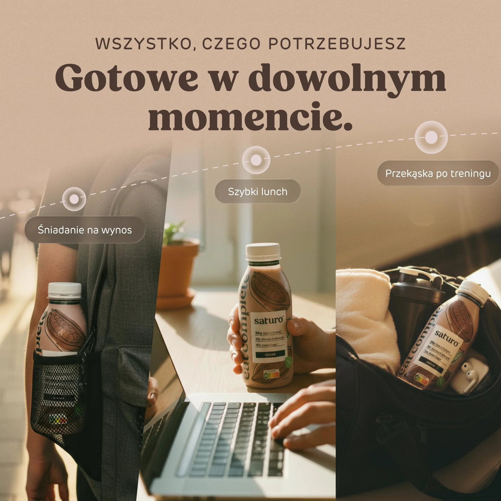 Saturo żywność dla astronautów, płynne jedzenie z białkiem, bezlaktozowe, bezglutenowe, wegańskie