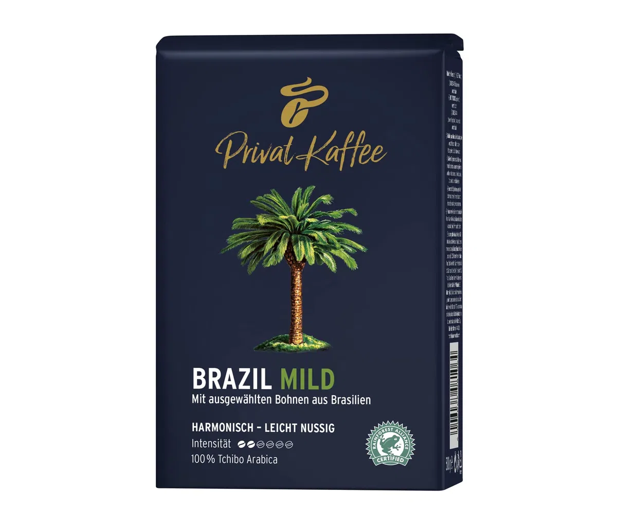 Kawa ziarnista Tchibo Privat Kaffee Brazil 500g, Arabica, Średni stopień palenia, Niska zawartość kofeiny