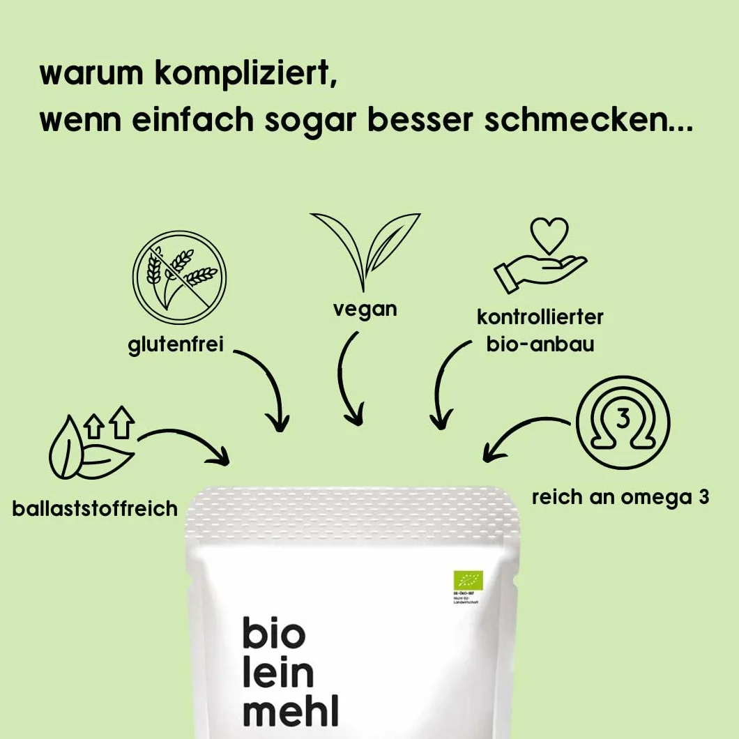 Bio Premium mąka lniana – niskowęglowodanowa, bezglutenowa, wegańska, odolejowana, bogata w białko, błonnik, przystosowana do diety, białko roślinne, paleo, uczciwa i trwała, 750 g