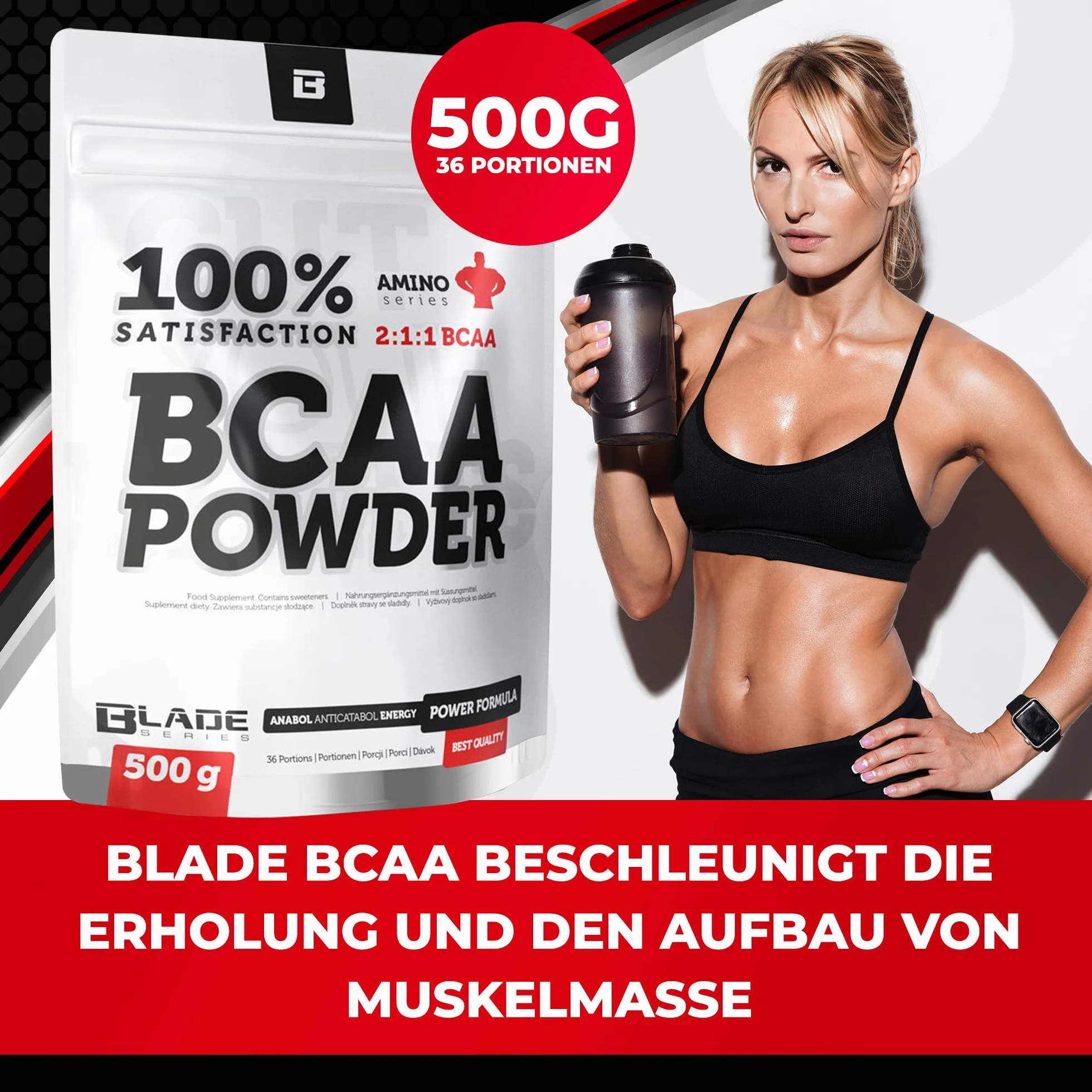 100% proszek BCAA + glutamina - 500g - BLADE Series o smaku mango melon