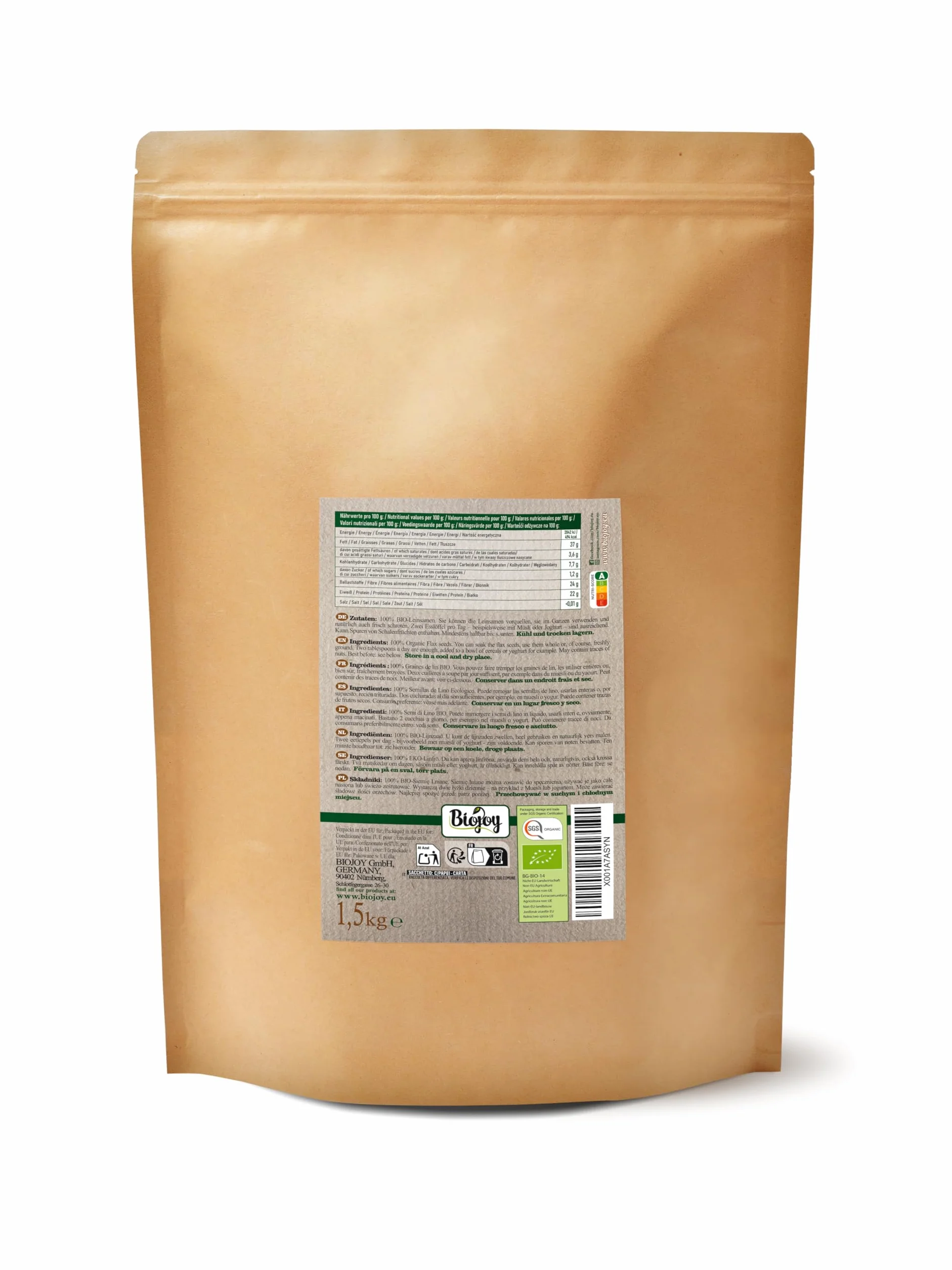 Biojoy BIO-Siemię lniane całe 1,5 kg