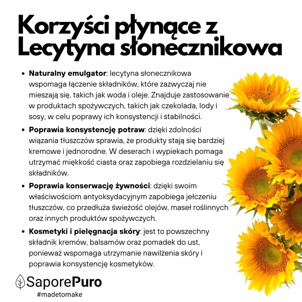 SaporePuro Leacytyna Słonecznikowa w Proszku 500 g Naturalny Emulgator Bezglutenowy