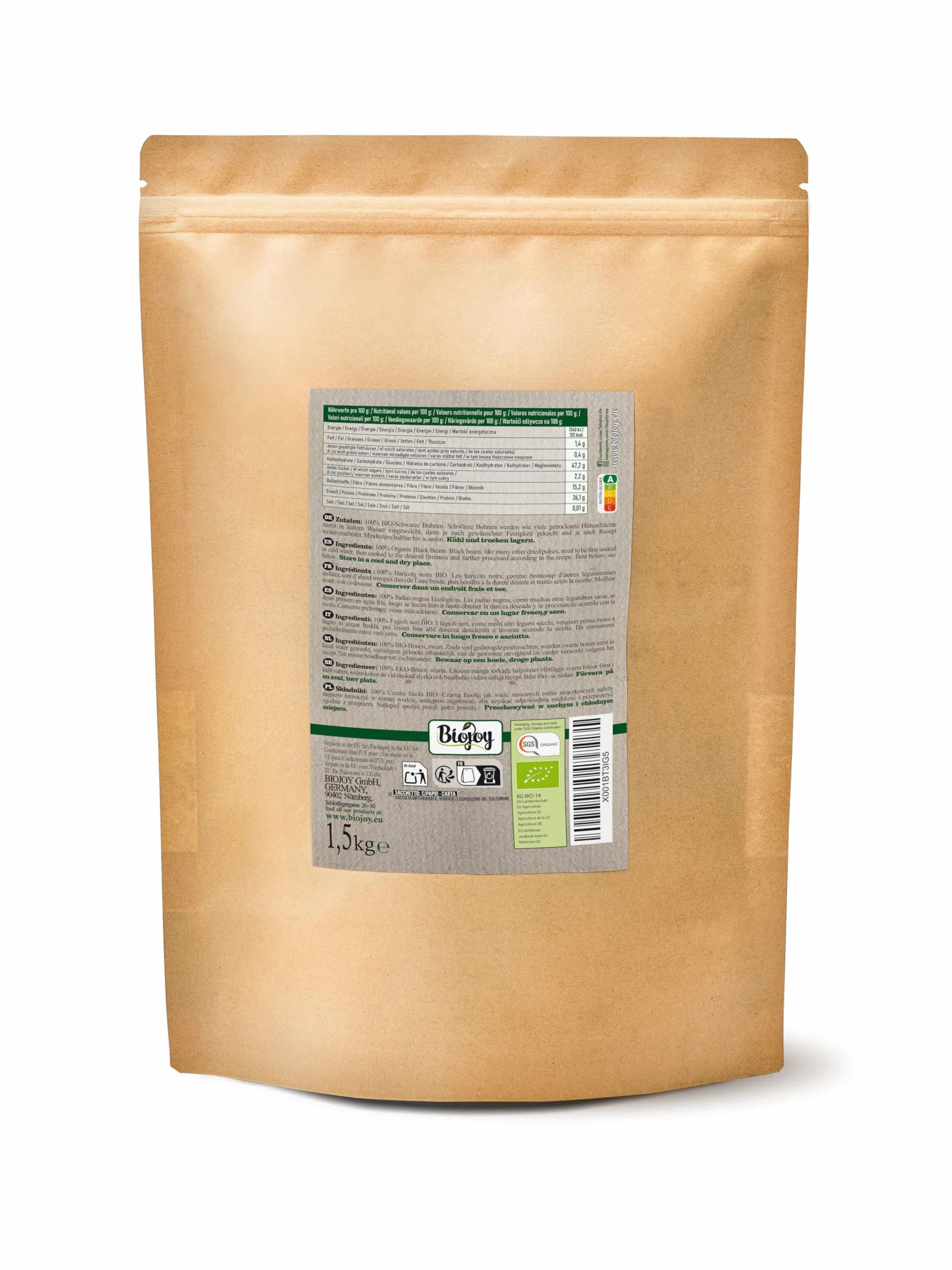 Biojoy BIO-Czarna Fasola, naturalnie (1,5 kg)