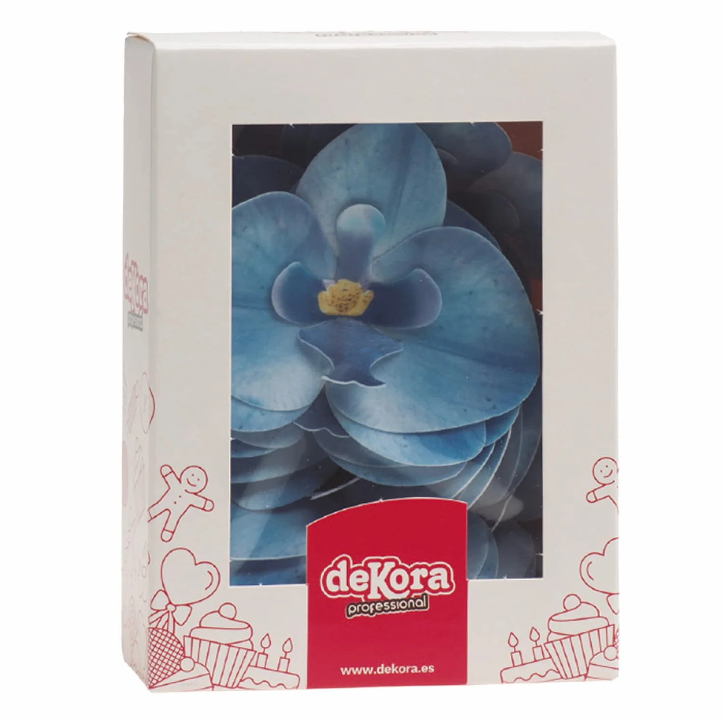 dekora – niebieskie 10 jadalnych kwiatów orchidei z opłatka 8,5 x 7,5 cm – dekoracje na tort, ciasta i babeczki – bez glutenu, bez laktozy, odpowiednie dla wegetarian