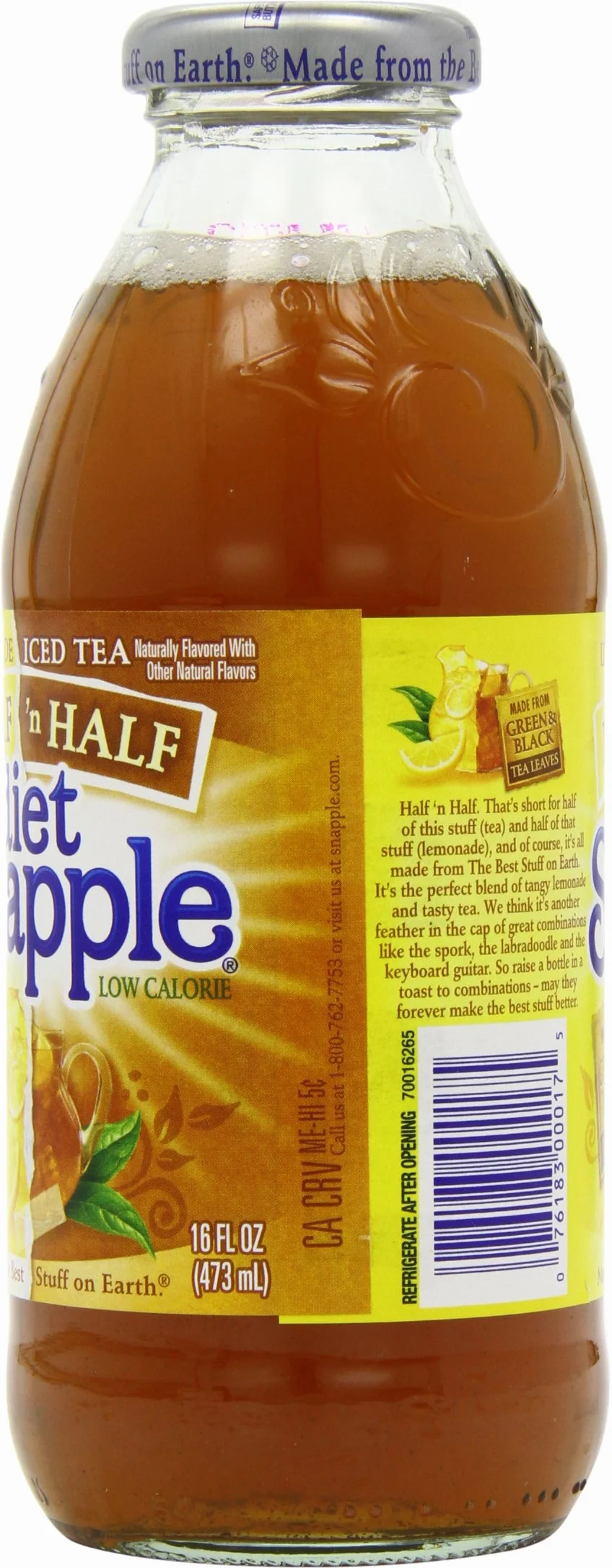Snapple Diet Half Lemonade i mrożonej herbaty, 473 ml (opakowanie 6 szt.)