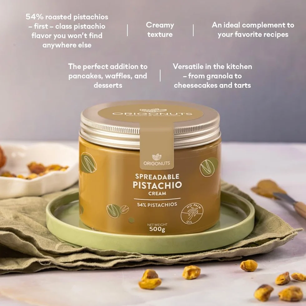 ORIGONUTS Krem Pistacjowy Pasta Pistacjowa 54% pistacji 500g
