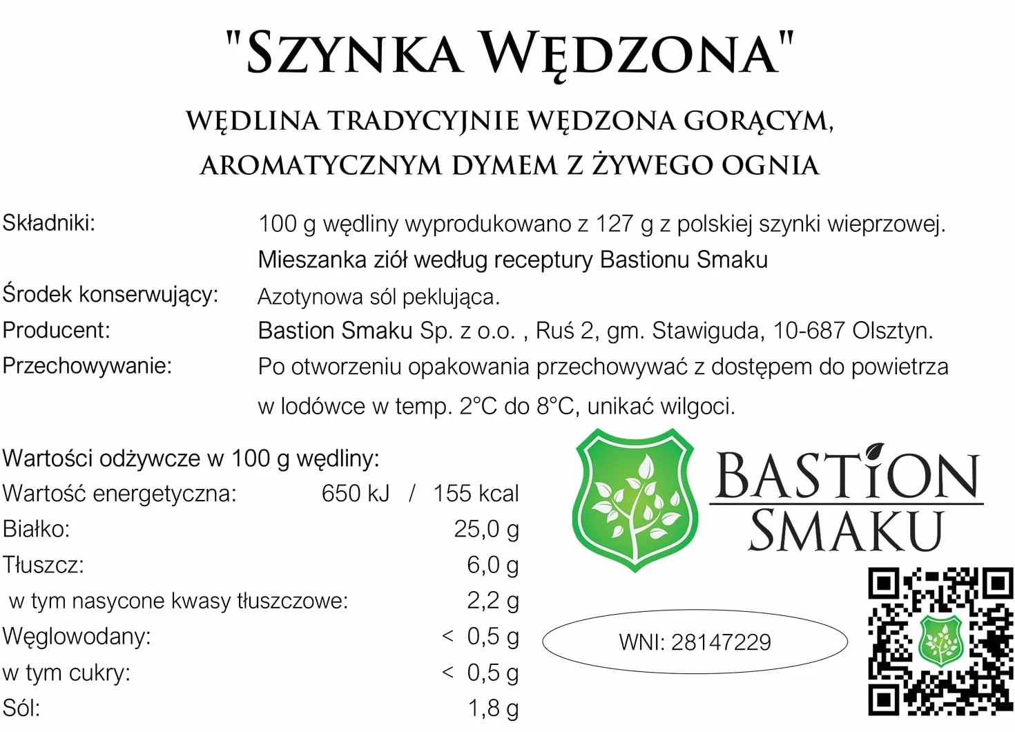 Dojrzała polędwica wieprzowa "Schab Wędzony" – marynowana z ziołami i tradycyjnie wędzona – delikatna wieprzowina – bez dodatków – 3x350 g