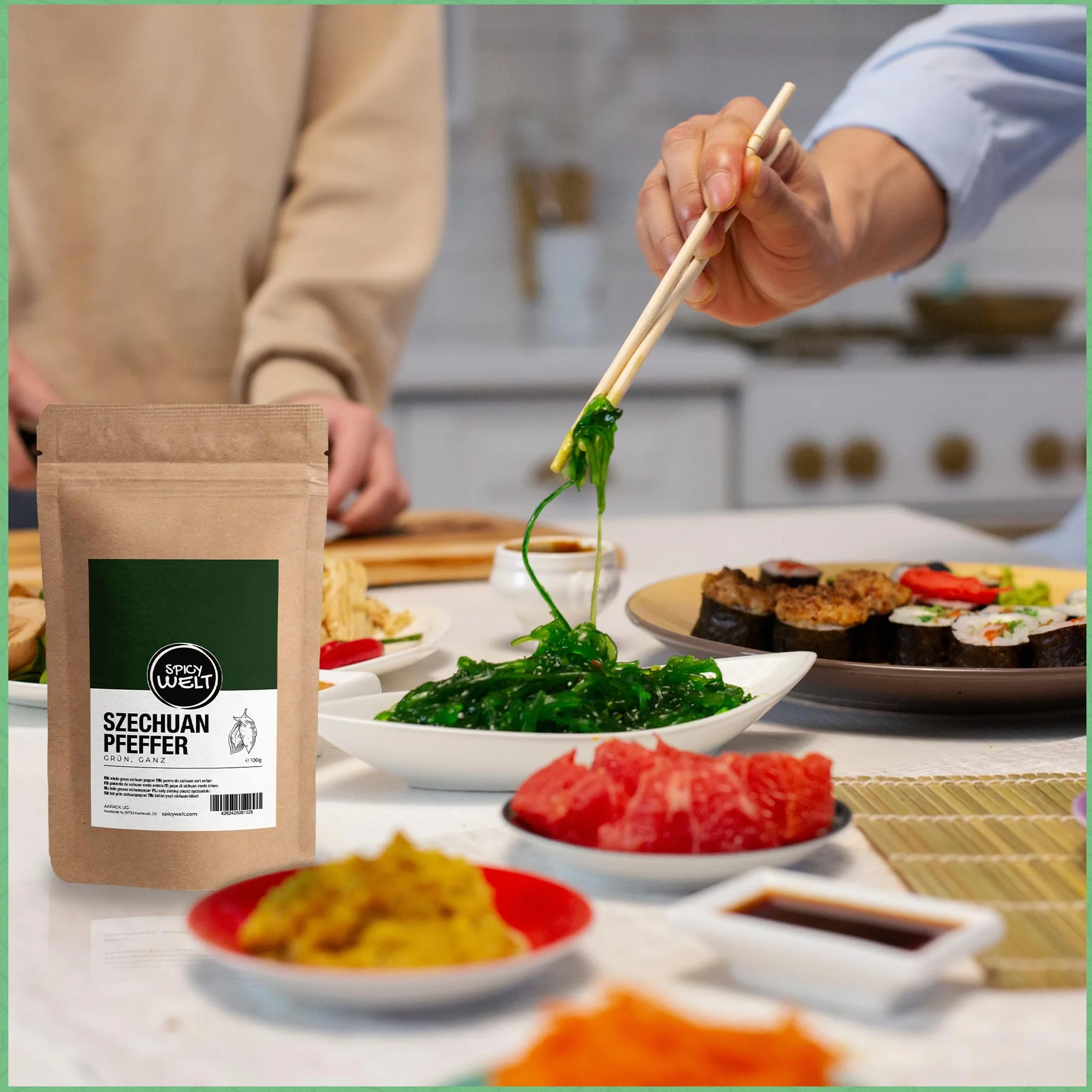 Spicy Welt Pieprz Syczuański Zielony Cały (100g) – Ziarna do Ryb, Owoców Morza, Woka, Zup i Kuchni Chińskiej | Intensywny Aromat Limonki i Silne Mrowienie | 100% Naturalny, Bez Dodatków
