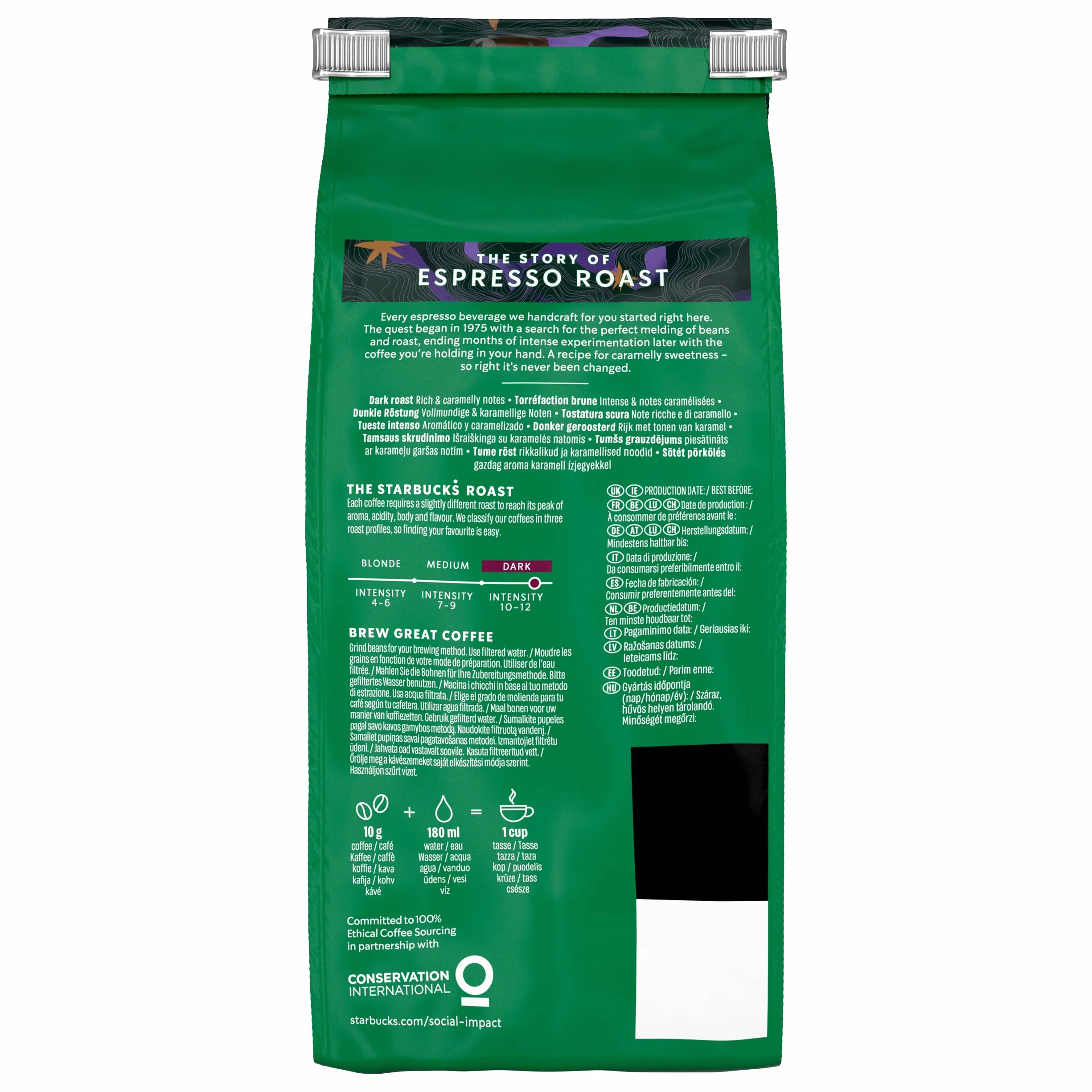 STARBUCKS Espresso Roast Dark Roast Kawa Ziarnista 450g Zestaw 4 sztuk
