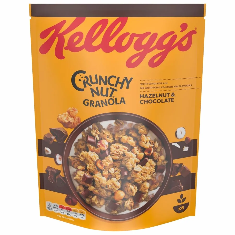 Kellogg's Chrupiące orzechy owsiane granola czekolada i orzechy laskowe 380 g