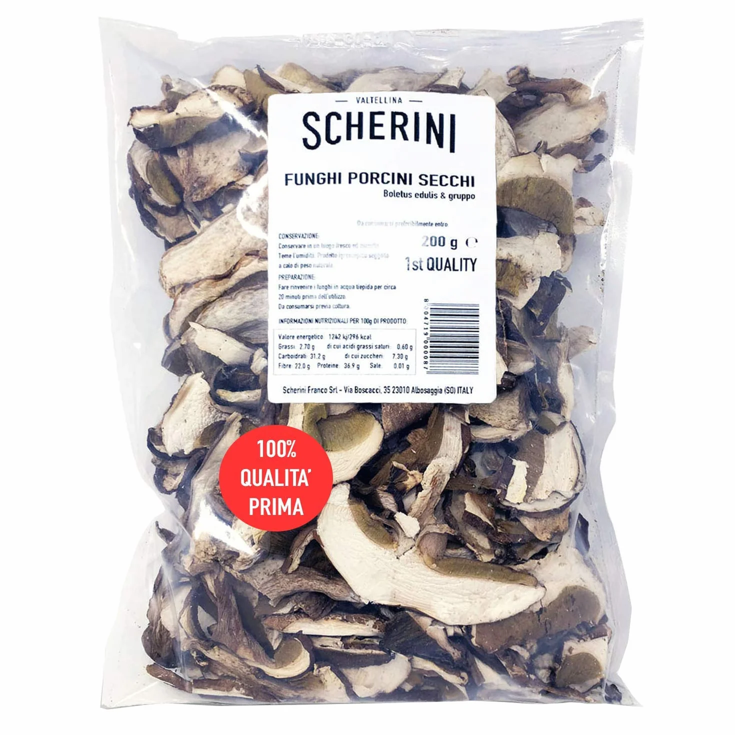 Scherini Valtellina Borowik szlachetny krojony boletus edulis porcini grzyby suszone 200g