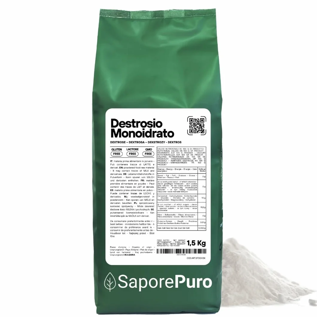 SaporePuro DEKSTROZA Monohydrat 1,5 kg - Idealny do deserów, lodów i sorbetów