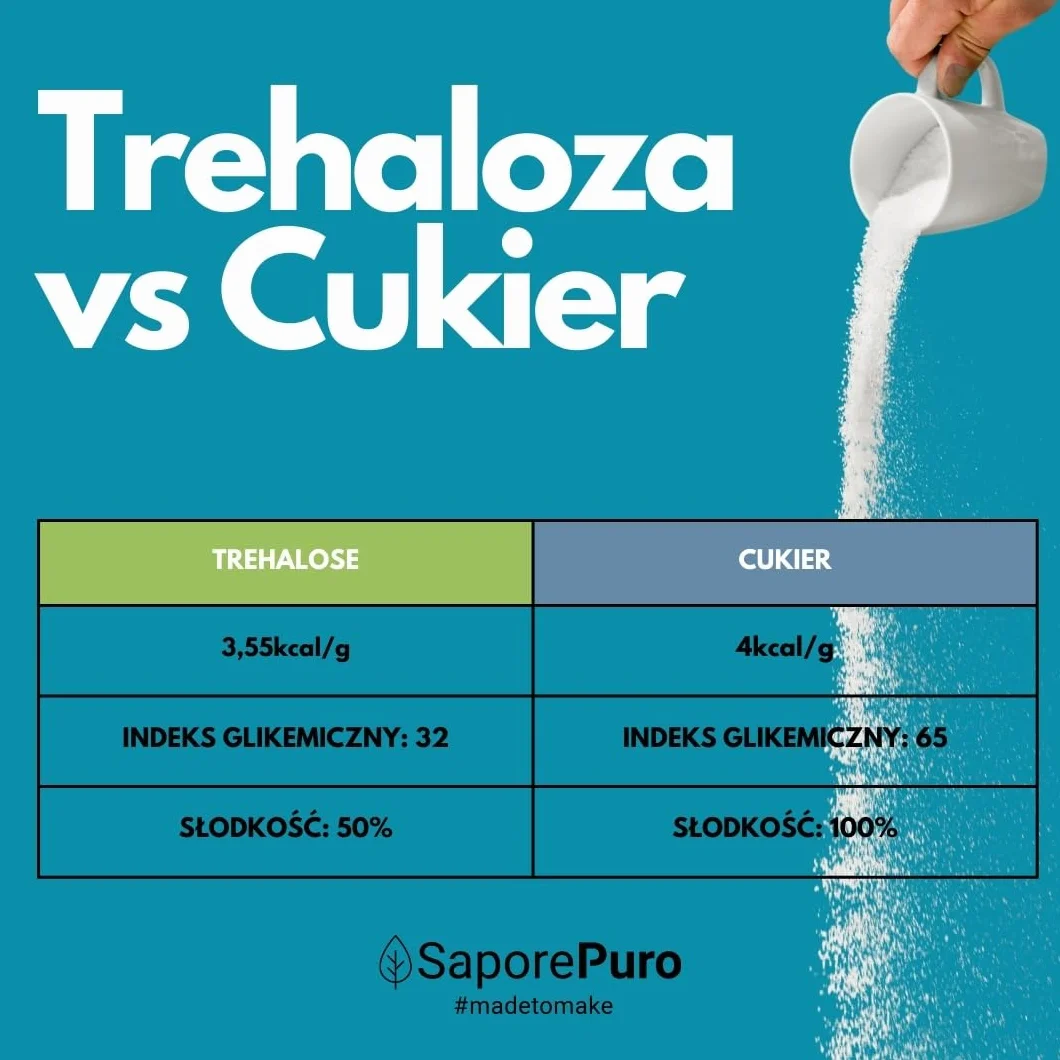 SaporePuro TREHALOZA w proszku 1 kg – alternatywny cukier - Cukier o niskim indeksie glikemicznym