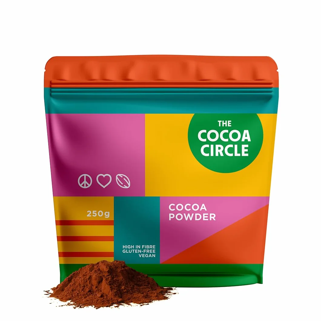 The Cocoa Circle Kakao w Proszku, 250g, Bezglutenowe, Wegańskie, Wysokobłonnikowe