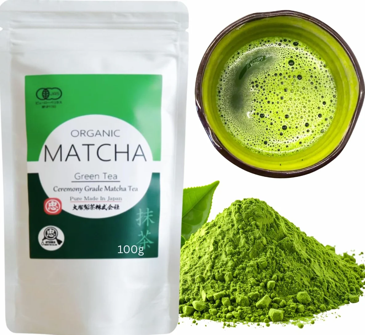 Otsuka Green Tea Co - Ceremonial A Grade Matcha Powder - Authentic Japanese Origin From Shizuoka Japan - First Harvest A Grade Matcha Powder (Large 100g)