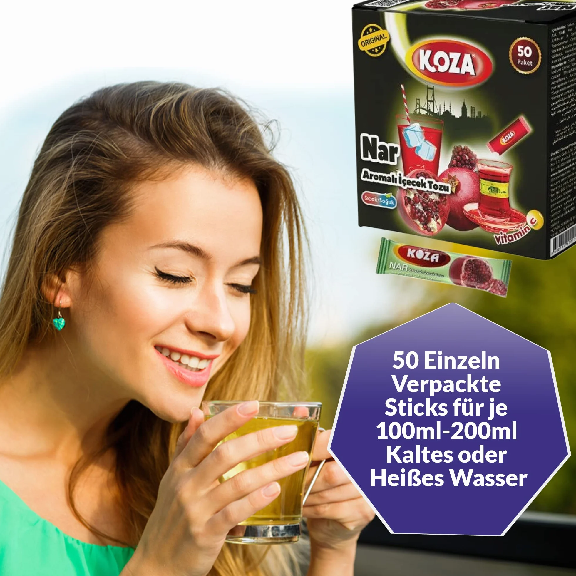 KOZA Granat Instant Proszek do Napoju Stick 50 sztuk Turecki Herbat Ice Tea