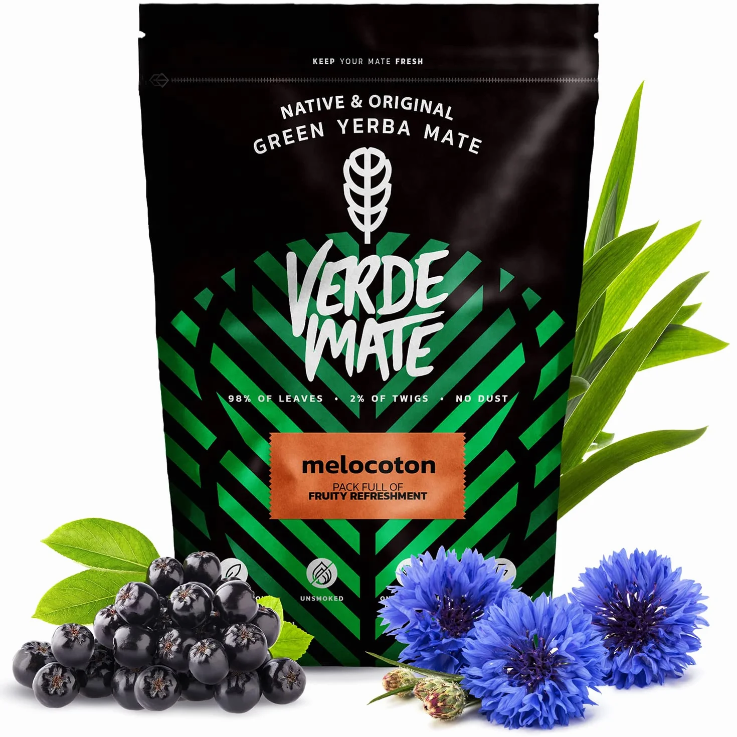 Verde Mate Green Owocowy zestaw Yerba Mate | Mango i Maracuya, Melocoton, Very Strawberry | Brazylijska zieleń Yerba z owocami | Łagodny smak | 3 x 500 g