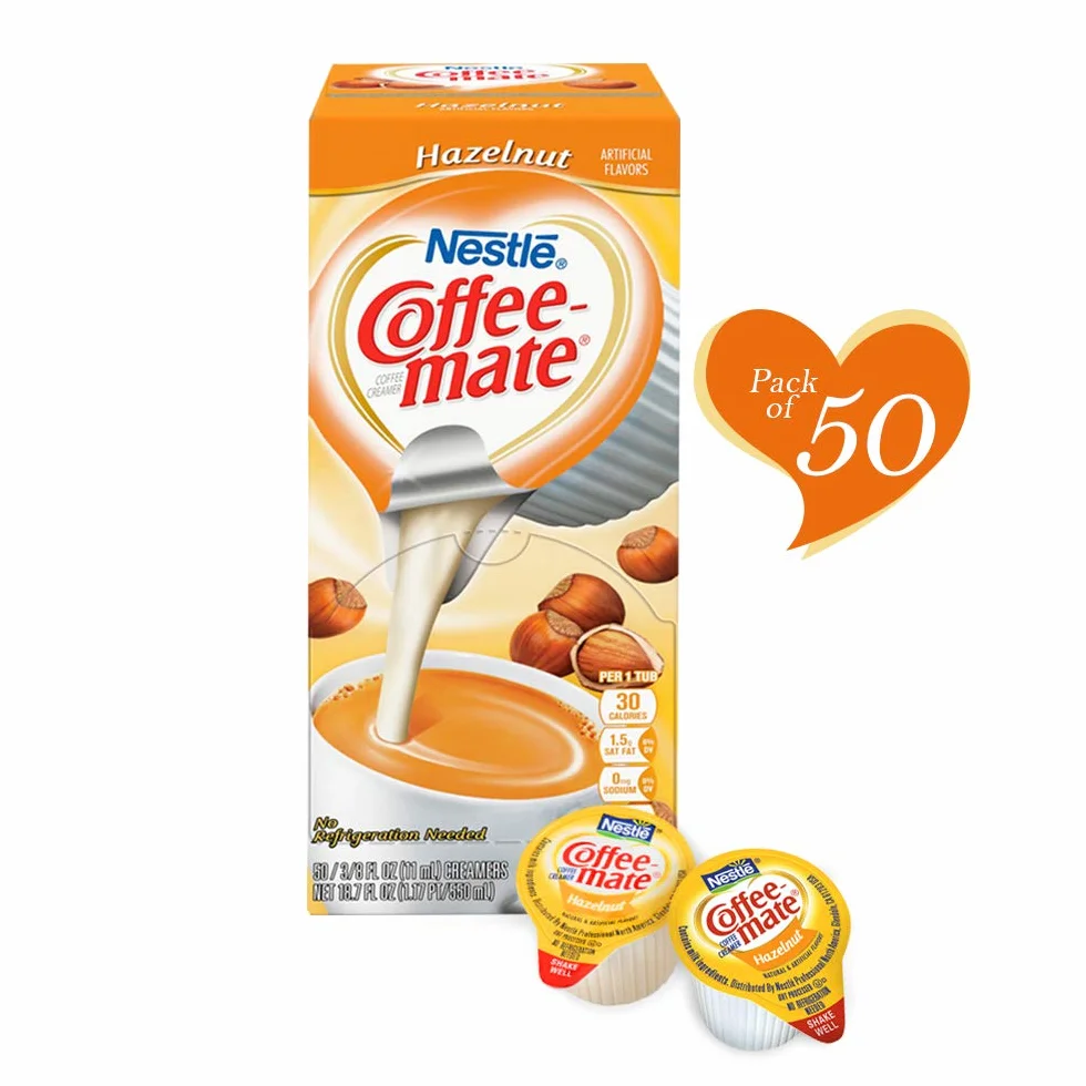 Coffee-mate krem do orzechów laskowych, 50 kremów, pudełko od Coffee-mate