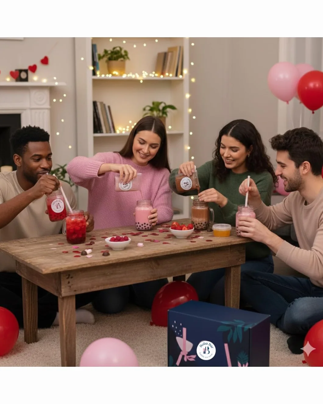 Egzotyczne Eskapady - Zestaw Owocowej Bubble Tea | 4 Smaki Herbat Owocowych | 4 - Popping Boba i dodatki do galaretek | Wegańskie i bezglutenowe (dla 4 osób) | Herbata bąbelkowa z perłami tapioki