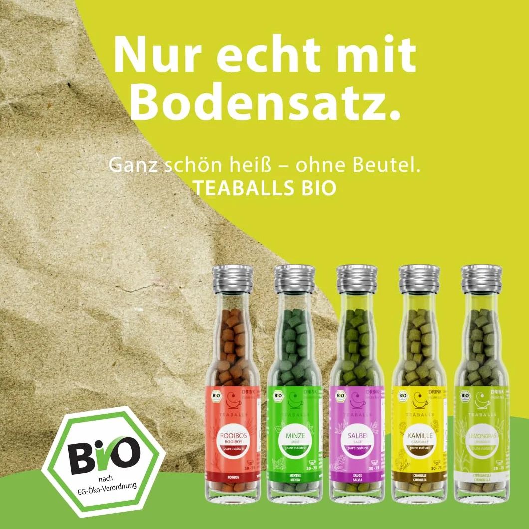 TEABALLS – BIO CHOCO CHAI – herbata kakaowa z przyprawami, bez worka, tylko z gorącą wodą, czekoladowo-pikantna, 40 filiżanek, bez cukru i kalorii, wegańska, niemiecka innowacja