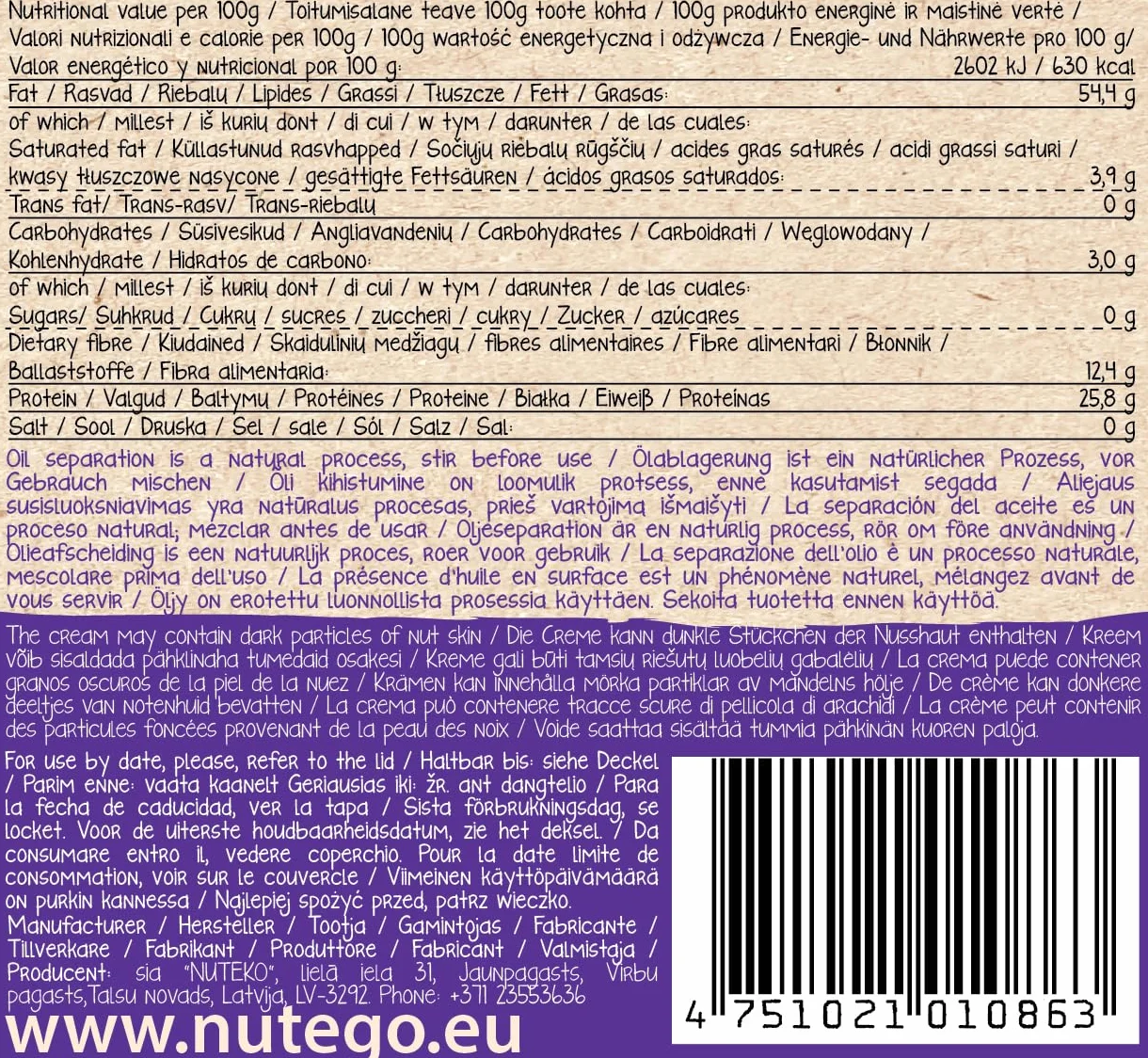 Nutego Kremowe Masło Migdałowe 1kg Bez Dodatku Soli Cukru Oleju Palmowego Wegańskie Bez Laktozy Bez GMO