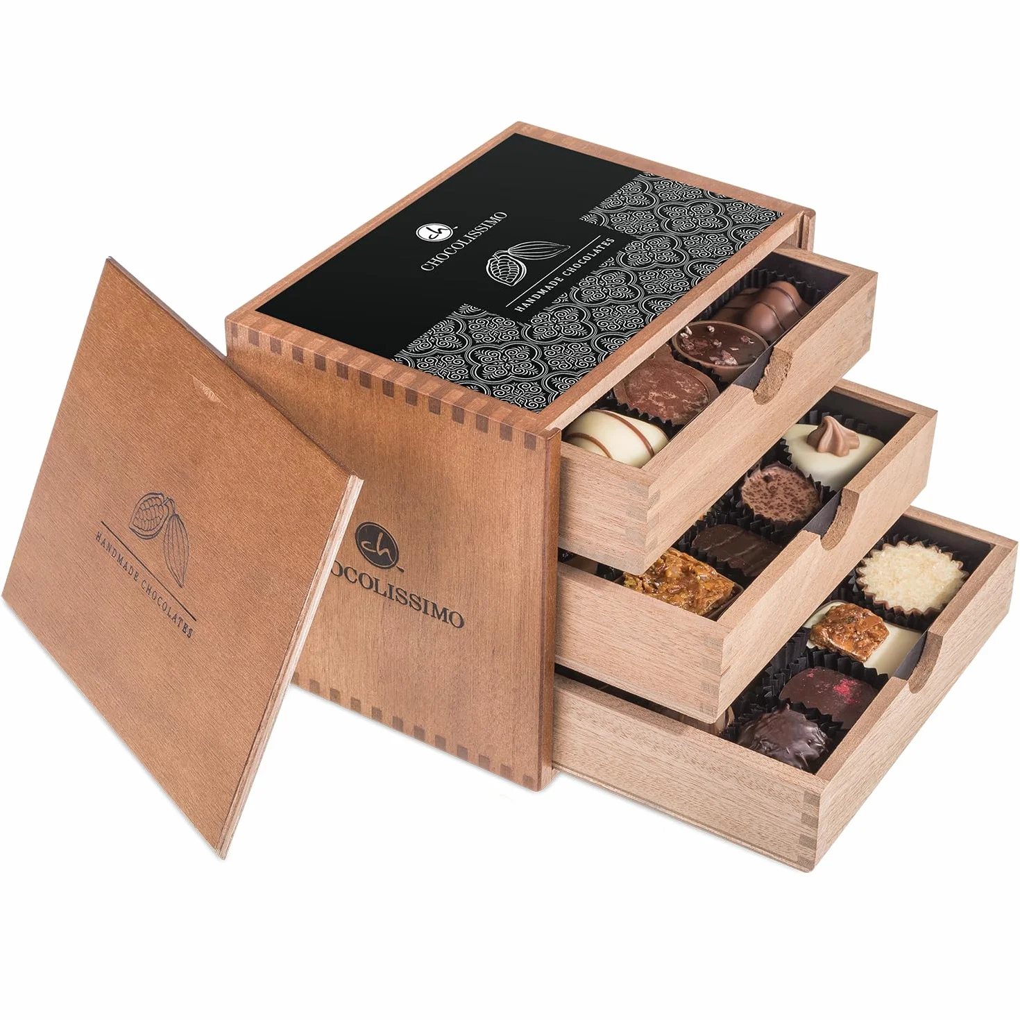 Szkatułka z pralinkami ChocoGrande 30 x - pralinki | czekolada | impreza | przyjęcie | prezent | dzieci | dla mężczyzn | dla kobiet | do domu | ozdoba | dekoracja | słodycze | pyszne | eleganckie | wesele | urodziny | rocznica