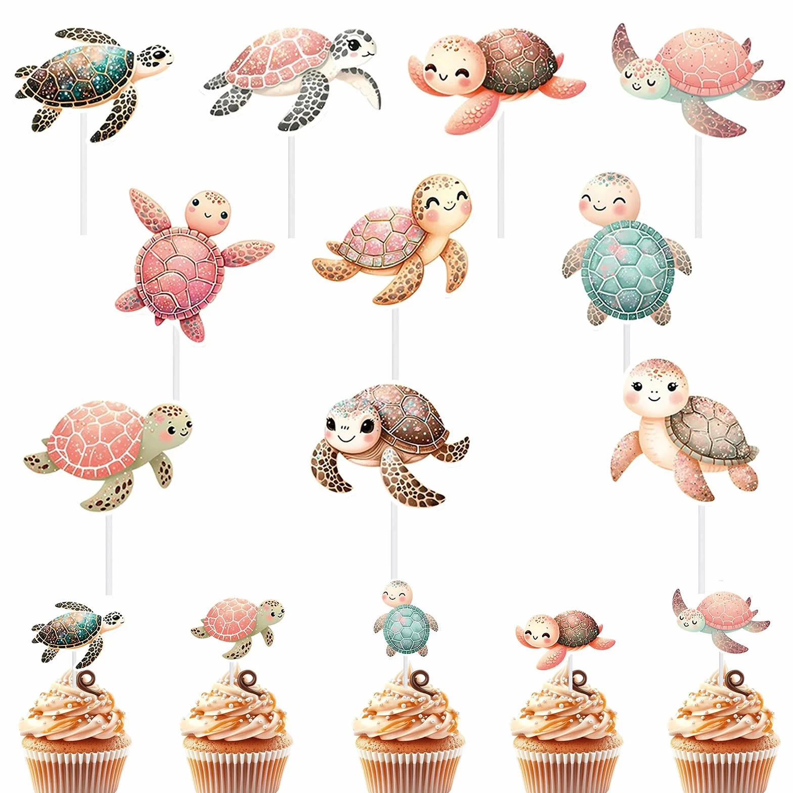 Dekoracja tortowa żółw morski – 20 sztuk na urodziny baby shower
