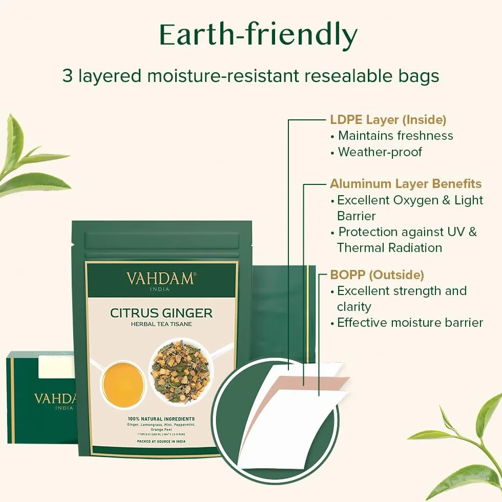 VAHDAM Citrus Imbir Herbata ziolowa Tisane (100 Cups) 100% naturalny DETOX TEA, imbiru, trawy cytrynowej, skórka pomaranczowa, mieta, mieta pieprzowa Ginger Tea Loose Leaf with Pyszne cytrusowy Uwagi 100 g (zestaw 2)