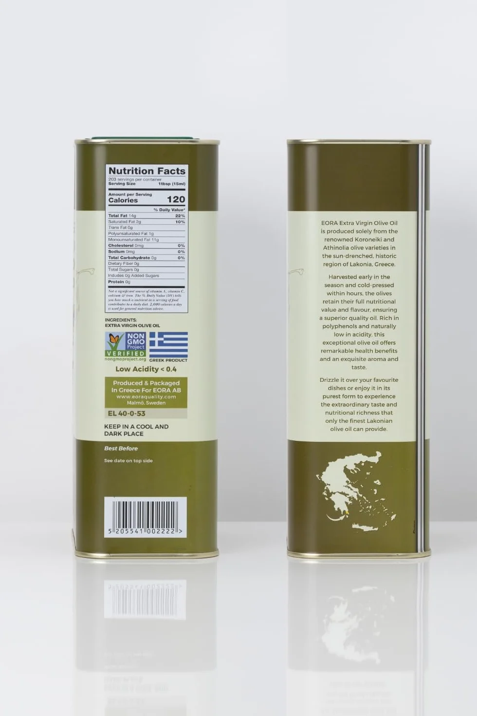 EORA Premium Grecka Oliwa z Oliwek Extra Virgin 3L (Nowe Zbiory 25/26) – wysoka zawartość polifenoli, tłoczona na zimno, bardzo niska kwasowość ~0,35% – jedno pochodzenie P.G.I. Lakonia.