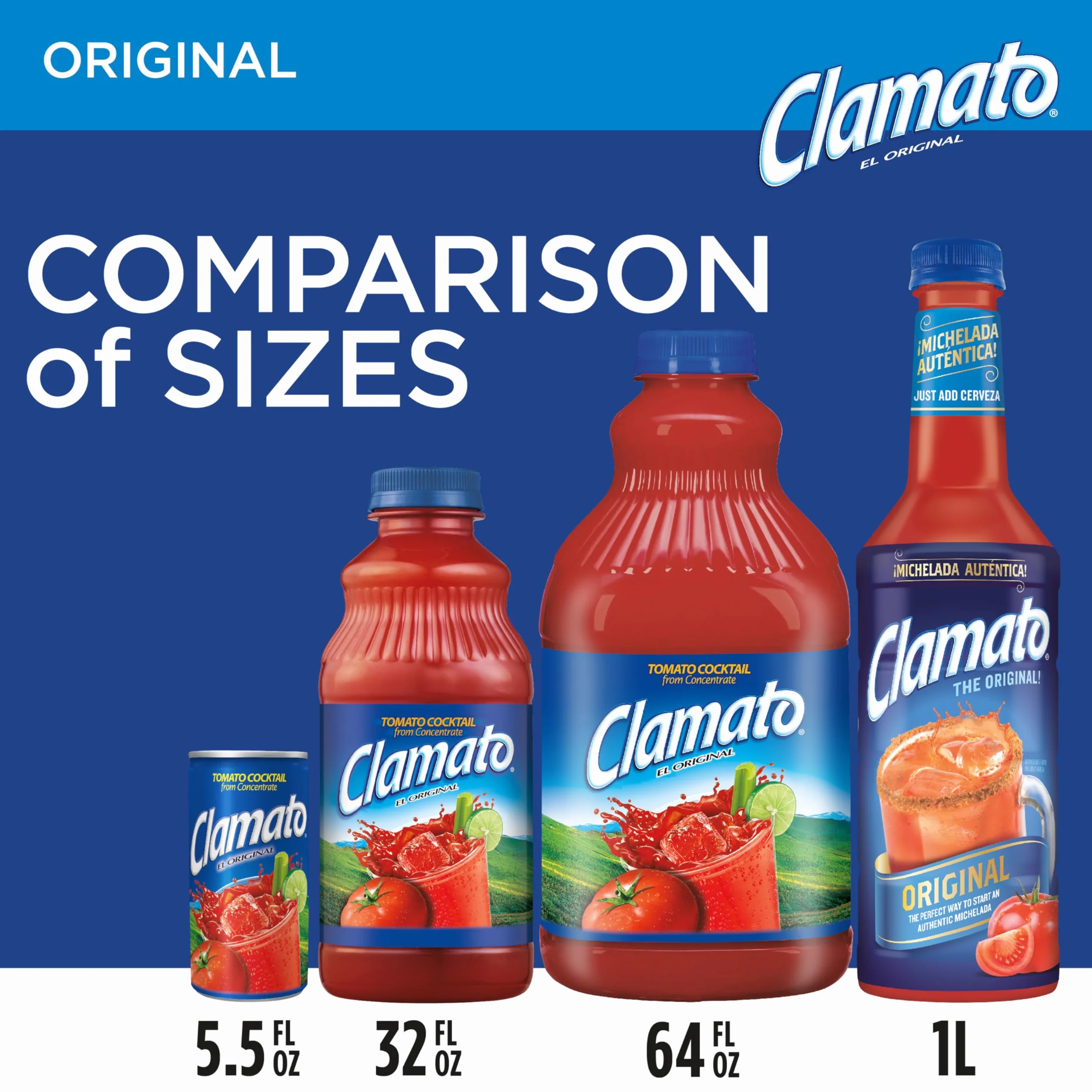 Clamato Tomato Cocktail z Koncentratu, Koncentrat Soku Pomidorowego do Picia Samodzielnie Lub w Połączeniu, Butelka 1,89 Litra