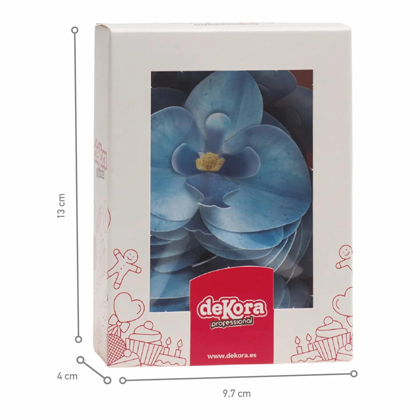 dekora – niebieskie 10 jadalnych kwiatów orchidei z opłatka 8,5 x 7,5 cm – dekoracje na tort, ciasta i babeczki – bez glutenu, bez laktozy, odpowiednie dla wegetarian