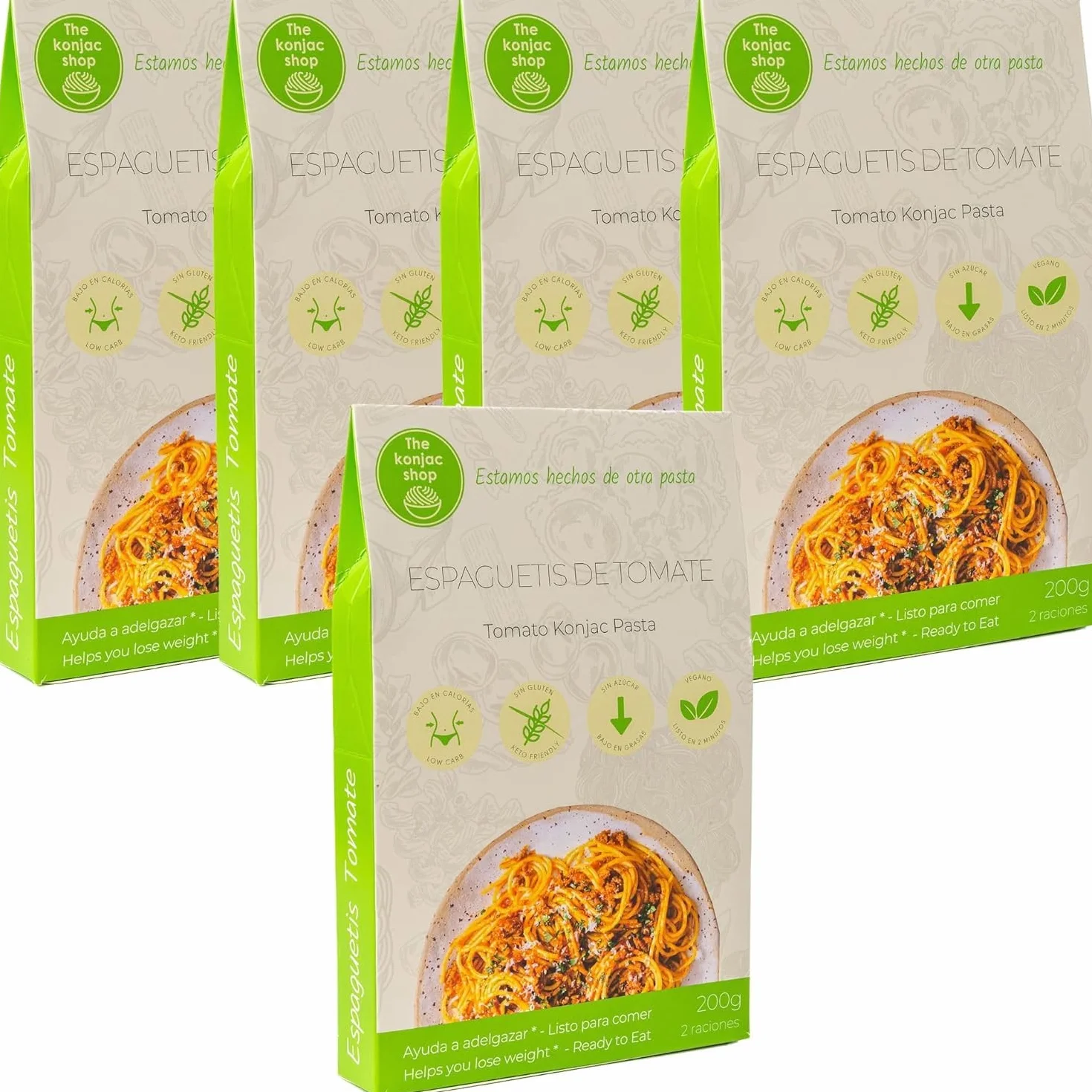 Konjac Shop - Konjac Spaghetti Tomato 270g Bezglutenowe, Niskokaloryczne, Niskowęglowodanowe Idealne do Diety Keto (Opakowanie 5 sztuk)