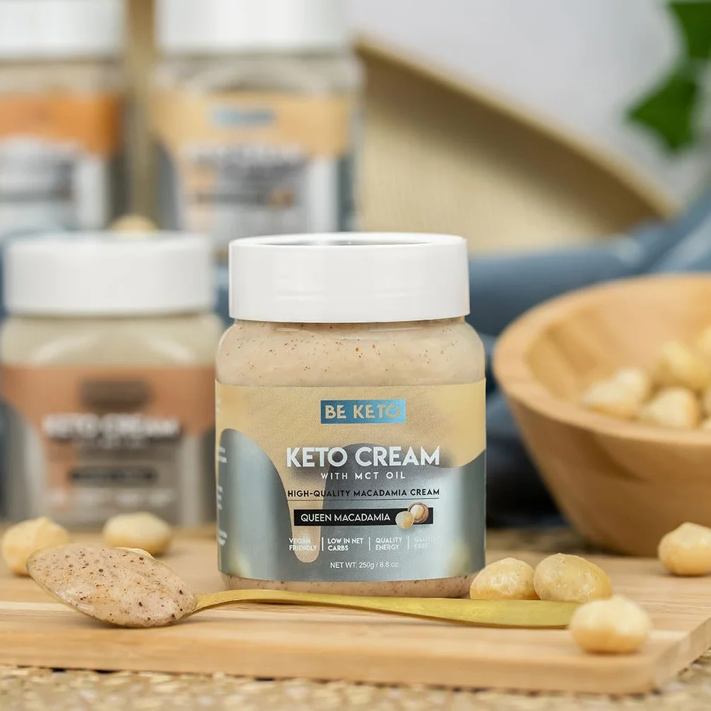 Be Keto Keto Cream Queen Macadamia z roœlinnym smarowid³em MCT dla wegan | Jedzenie przyjazne dla keto | bezglutenowe 250g