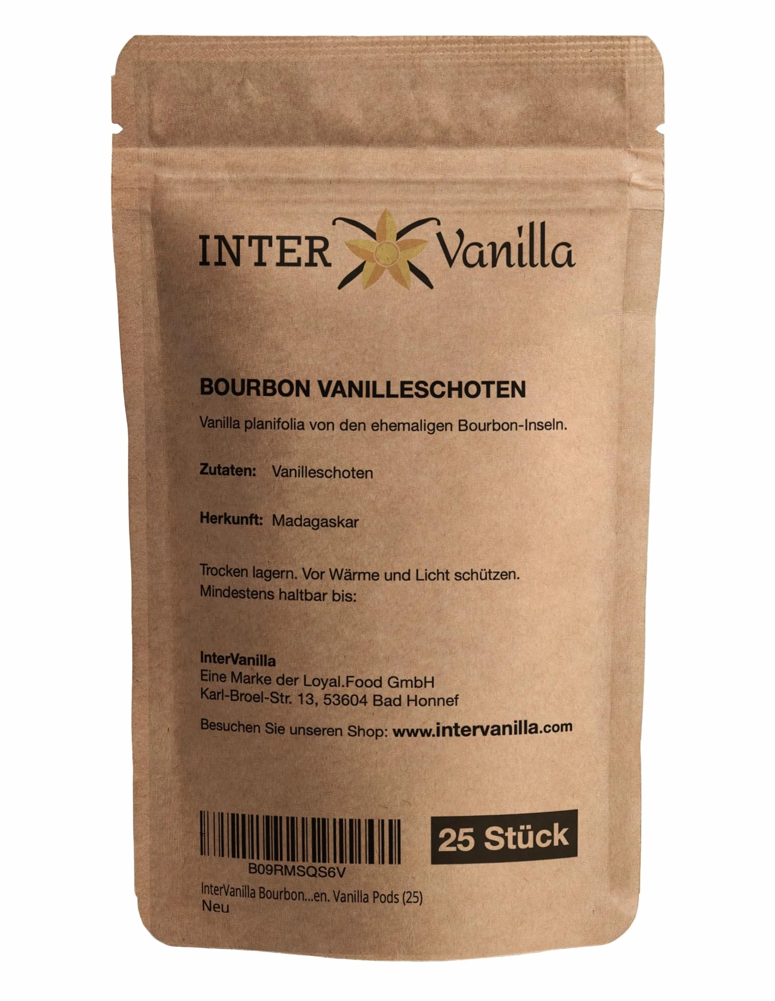 InterVanilla Bourbon Vanille schoten 25 sztuk, 12-13 cm Szorty waniliowe w jakości premium z Madagaskaru do pieczenia, gotowania i słodkich potraw