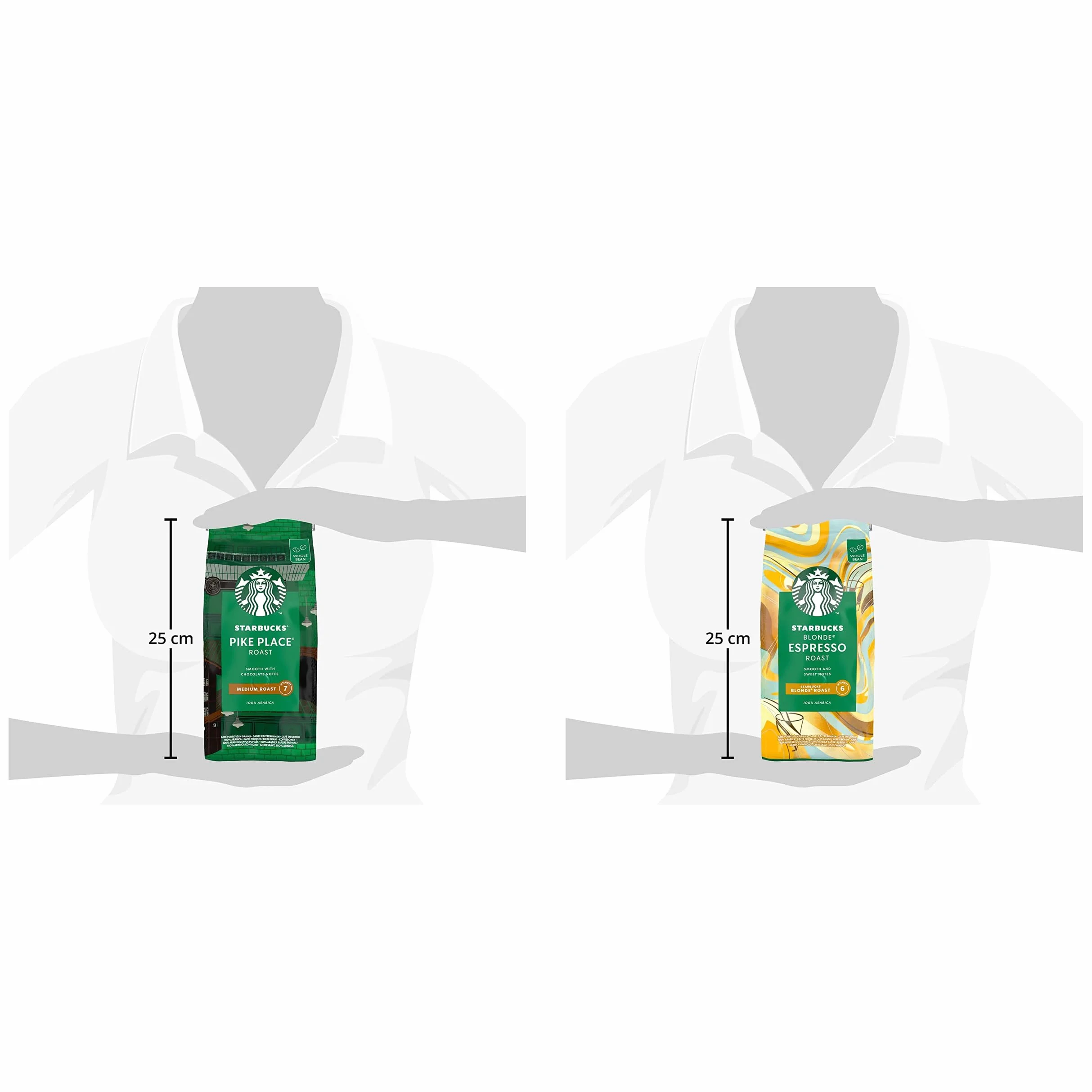 STARBUCKS Pike Place Roast, Blonde Espresso Roast Kawa Ziarnista 450g (4 sztuk w zestawie)