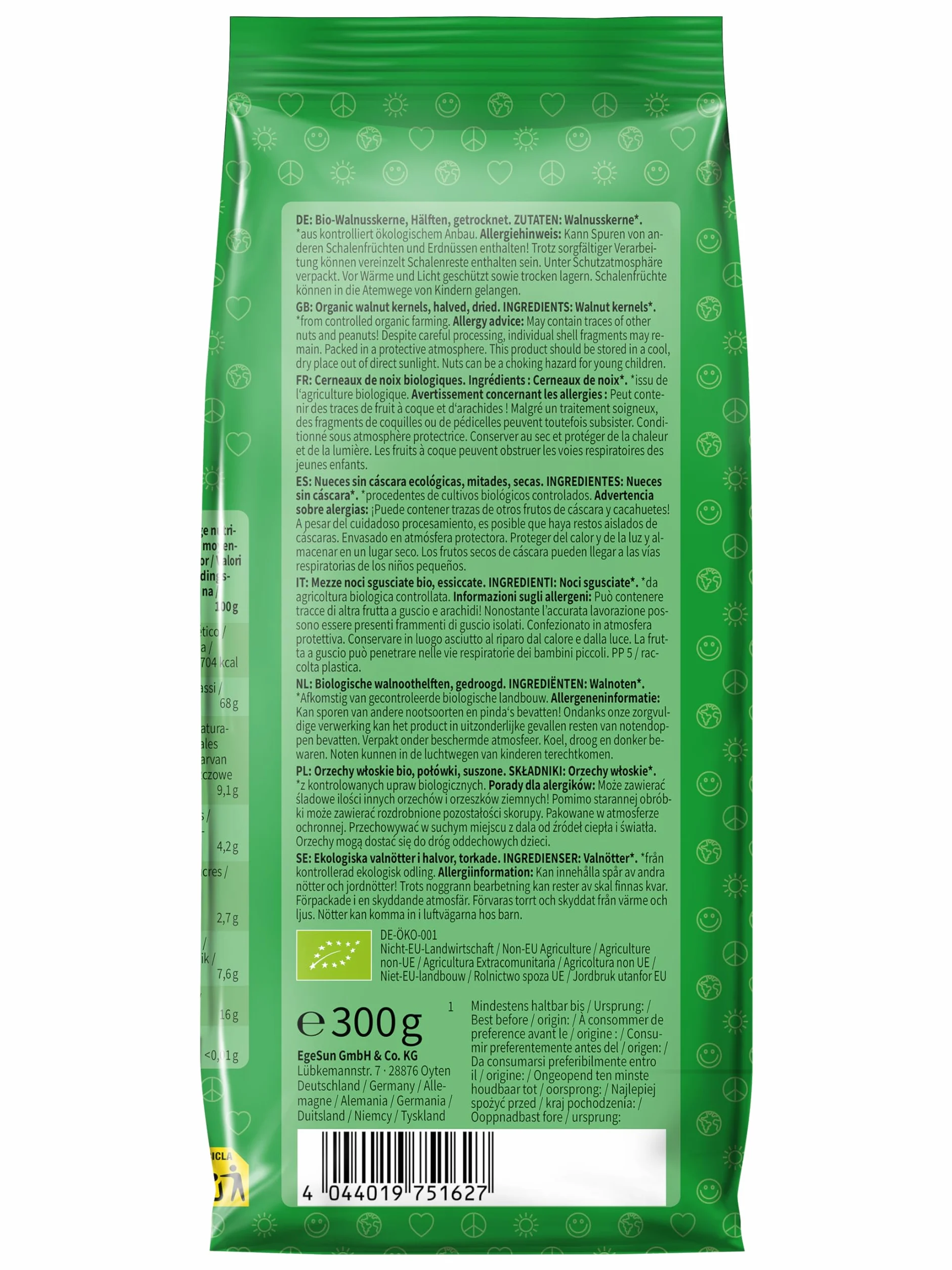 Mundo Feliz Organiczne Połówki Orzecha Włoskiego 3 x 300 g
