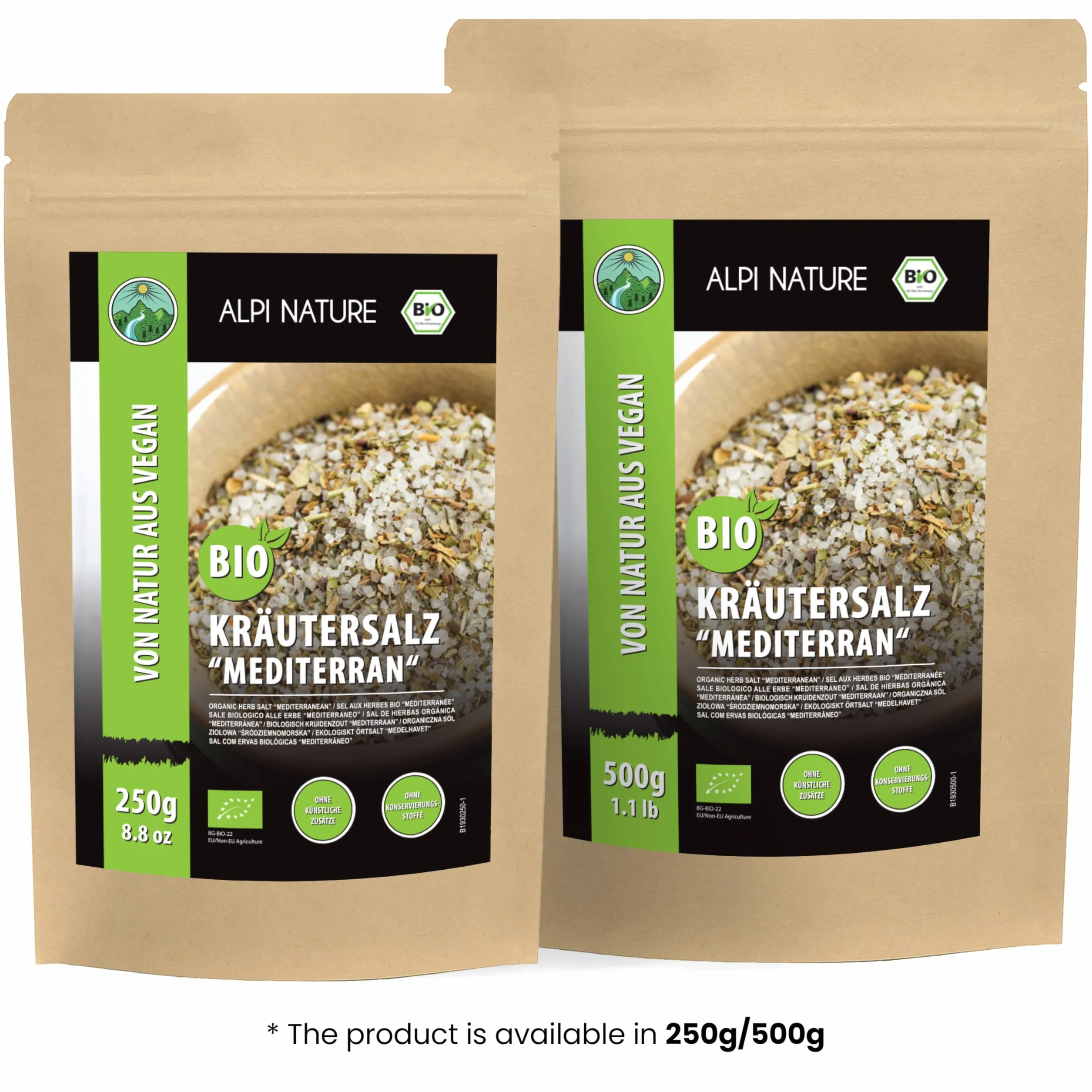 Alpi Nature Ekologiczne Śródziemnomorskie Zioła i Przyprawy 500g, Sól Ziołowa