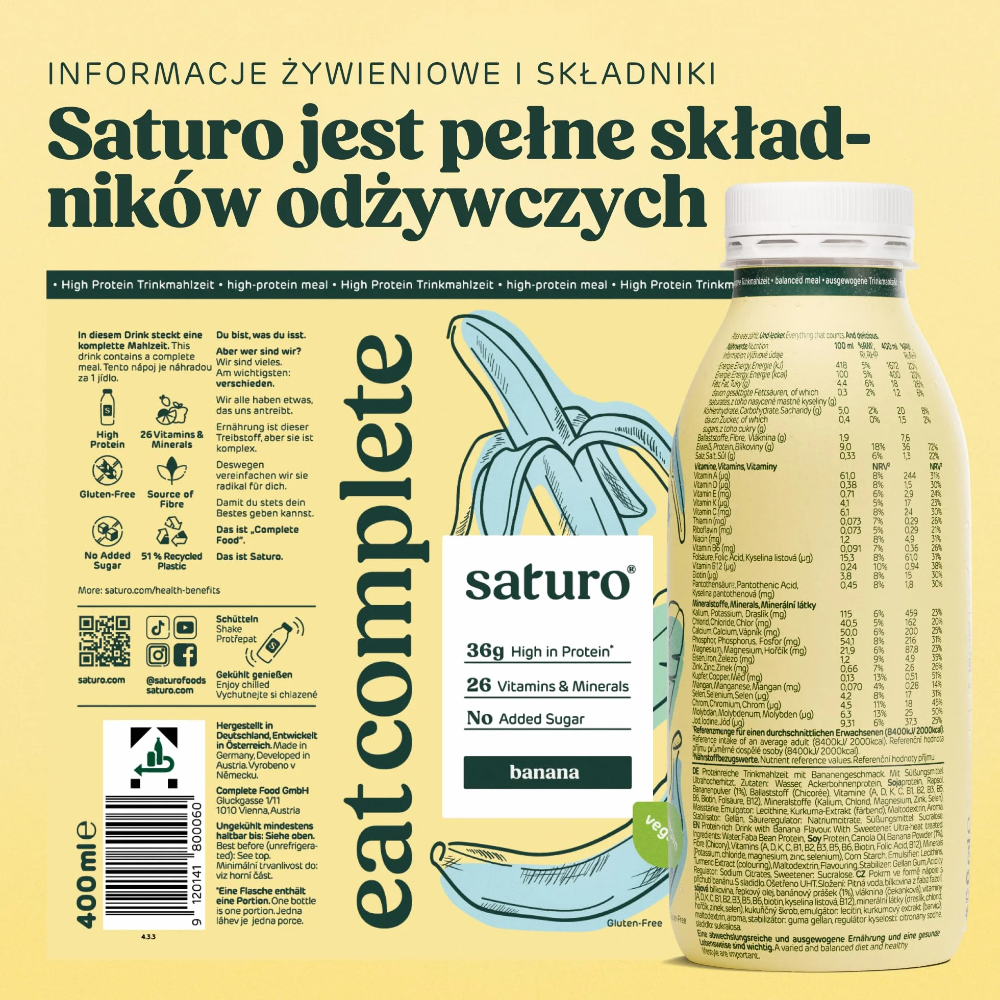 Saturo żywność dla astronautów, jedzenie w płynie, białko, bezlaktozowe, bezglutenowe, wegańskie