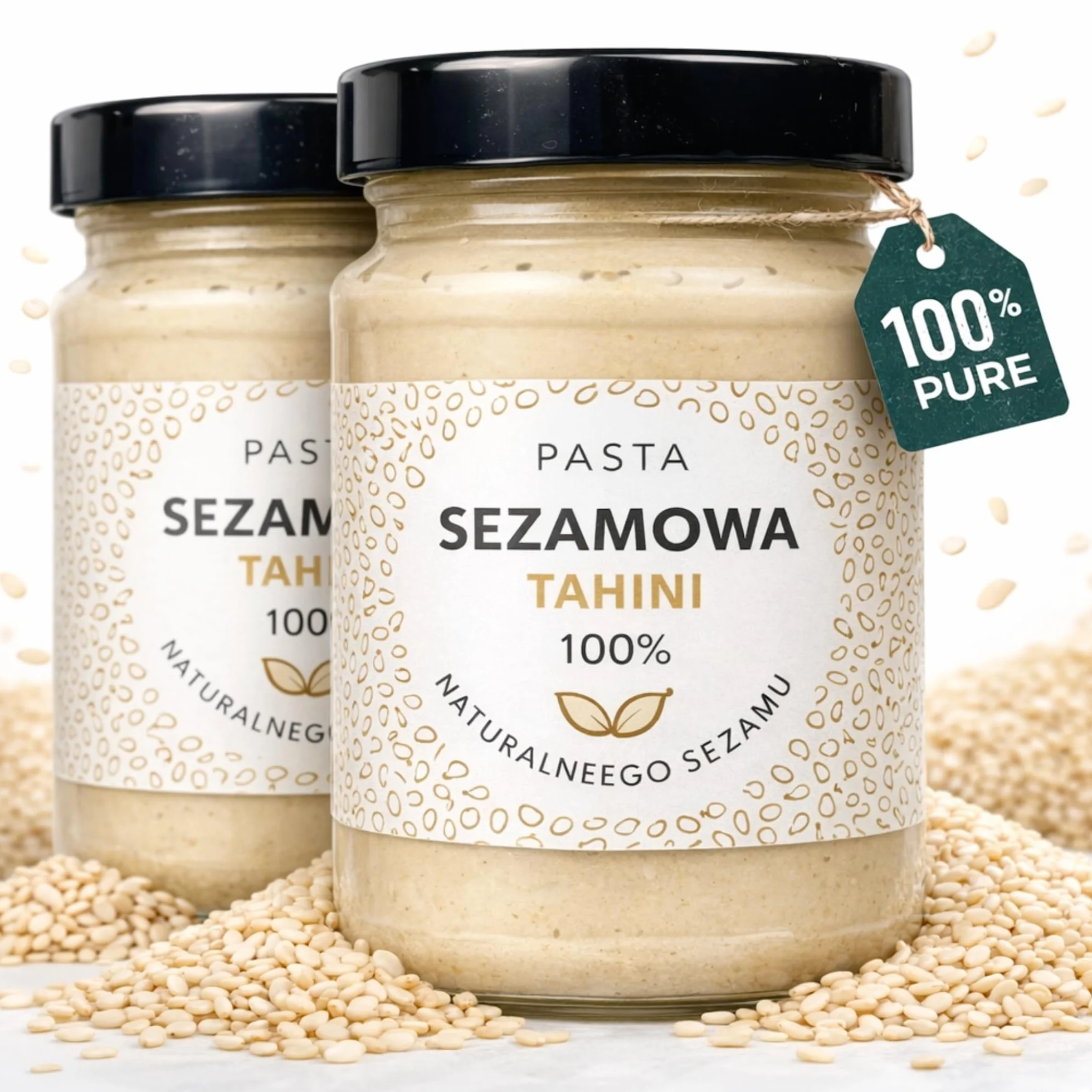 Tahini pasta sezamowa 100% prażonego sezamu bez dodatków kremowa 2 × 300 g