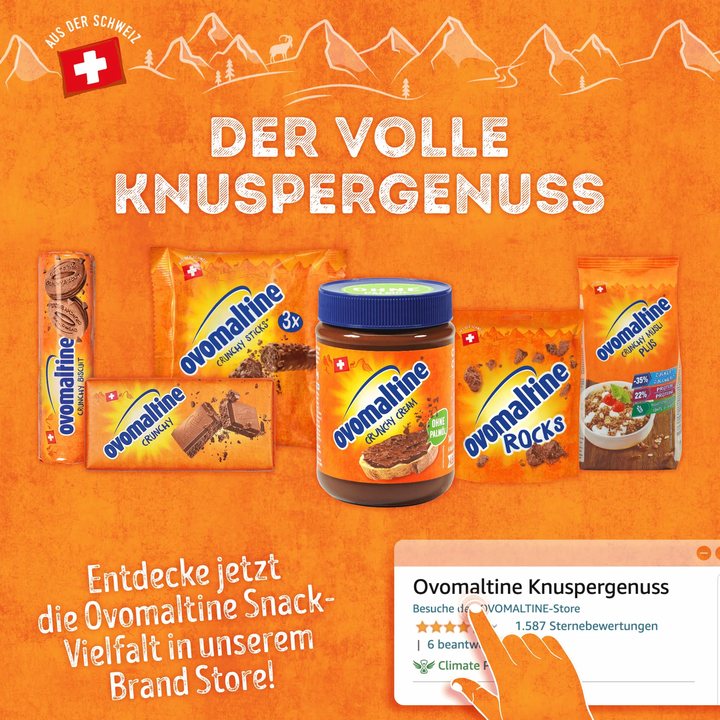 Ovomaltine Crunchy Protein Müsli Plus – chrupiące z płatkami owsianymi, 22% białka, 1 x 300 g
