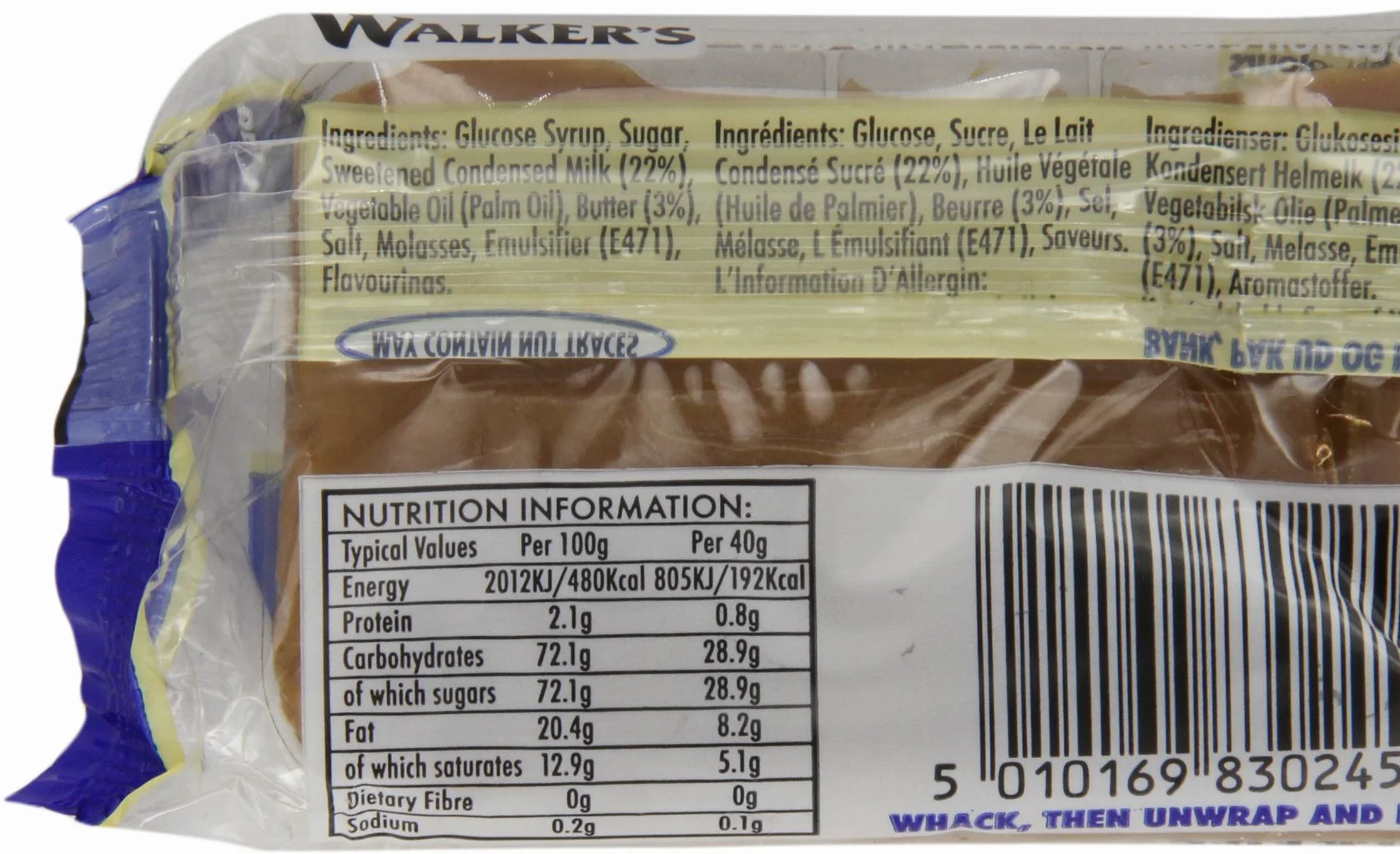 WALKERS NONSUCH Original Creamy Toffee Bars in Traditional Tin Tray 100 g (opakowanie 10)