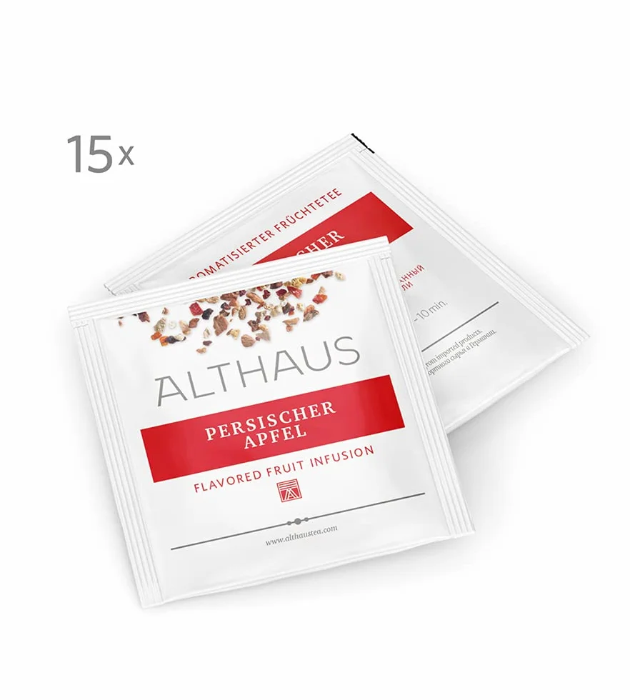 Althaus Herbata z perskiego jabłka - herbata owocowa w worku piramidowym PYRA PACK - aromatyzowana herbata owocowa o smaku jabłkowym - 15 x 2,75 g