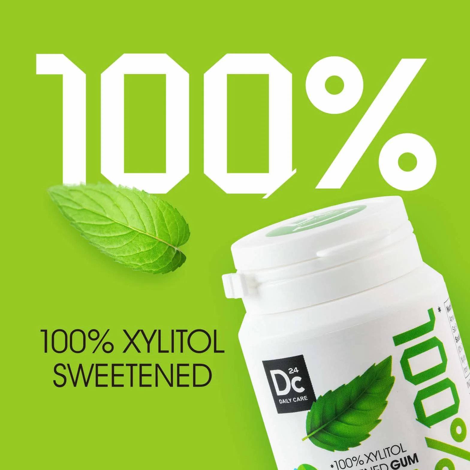 Guma do żucia z 100% Ksylitolem, Naturalny aromat mięty zielonej, Bezglutenowa, Wegańska, 60 sztuk