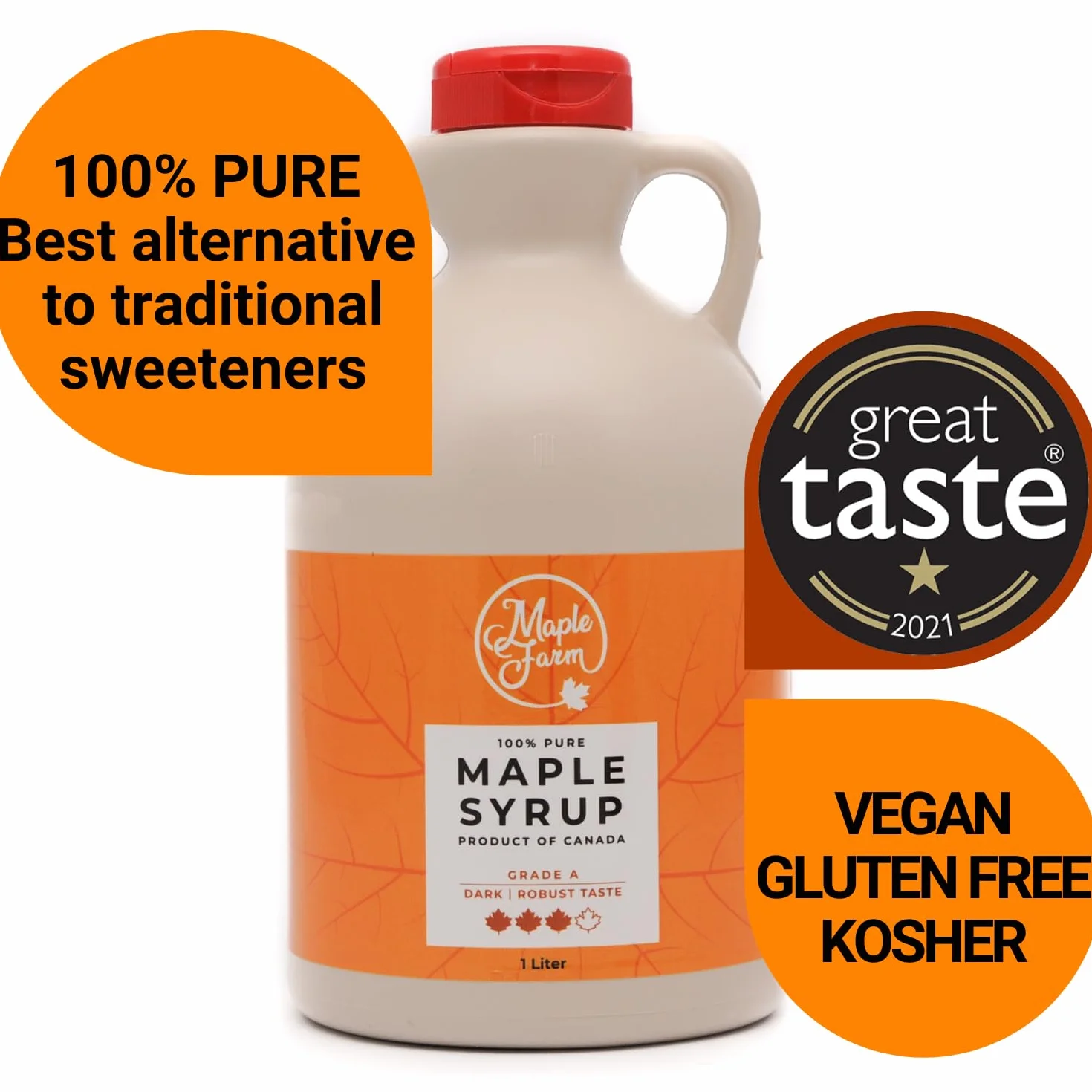 MapleFarm Czysty syrop klonowy Klasa A Dark Robust taste Dzbanek 1 L