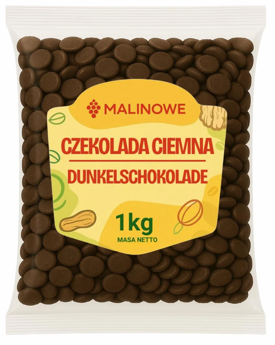 MALINOWE CZEKOLADA GORZKA PASTYLKI 1kg CZEKOLADA DESEROWA CIEMNA JAKOŚĆ PREMIUM