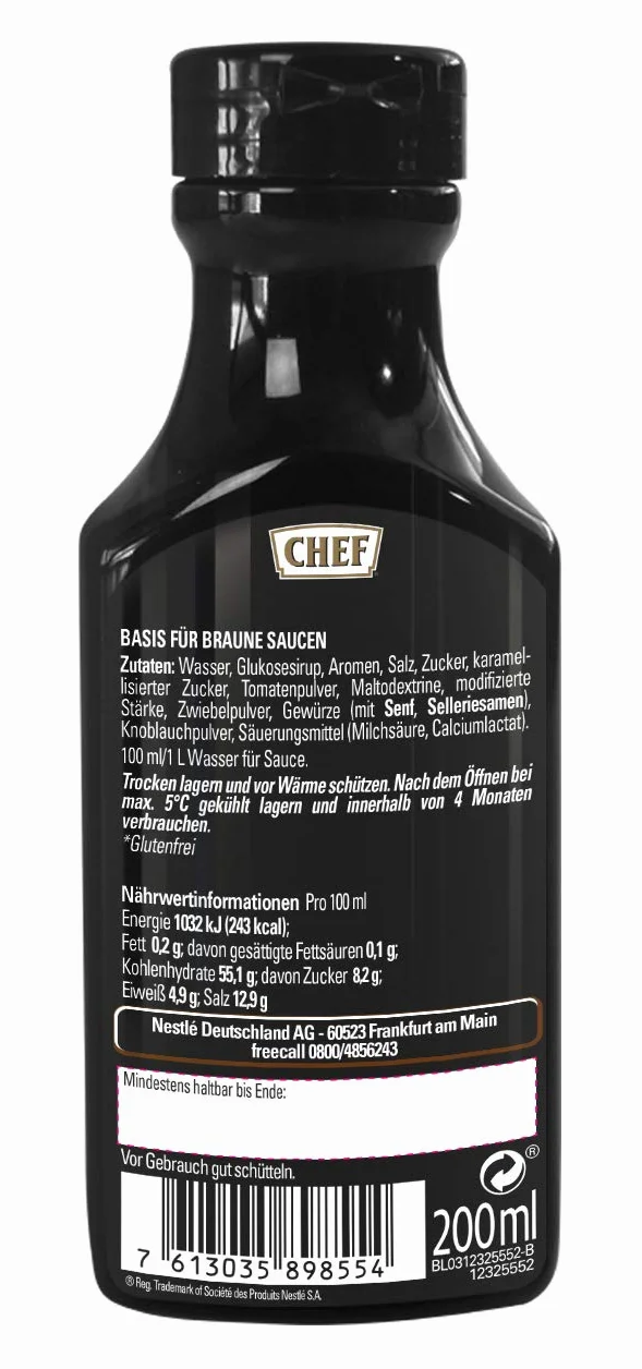 CHEF Płynny koncentrat Demi Glace, zwiększenie smaku potraw, 100% naturalny smak, 1 opakowanie (1 x 200 ml)