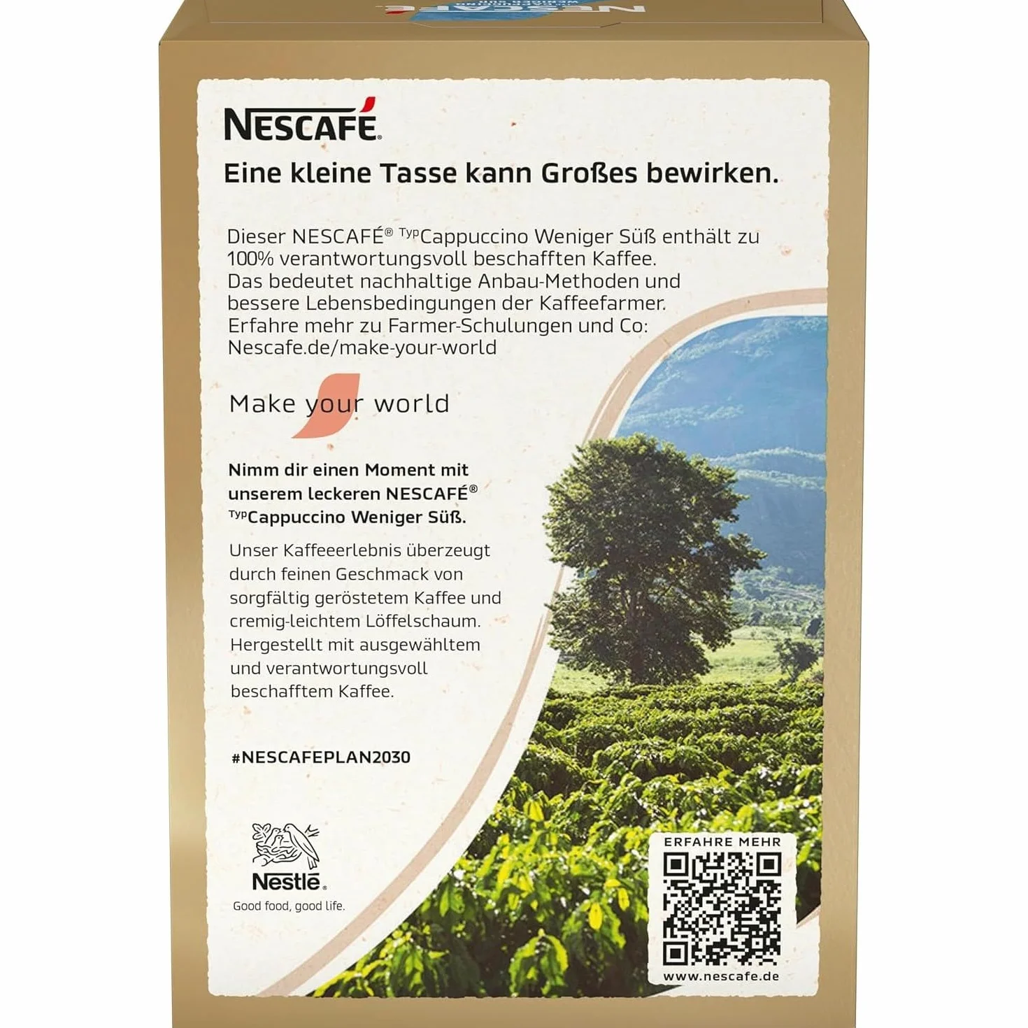NESCAFÉ Złoty Cappuccino Mniej Słodkiego Napój w Proszku Kawa Natychmiastowa Pałeczki 4 Szt. (10 x 12,5 g)
