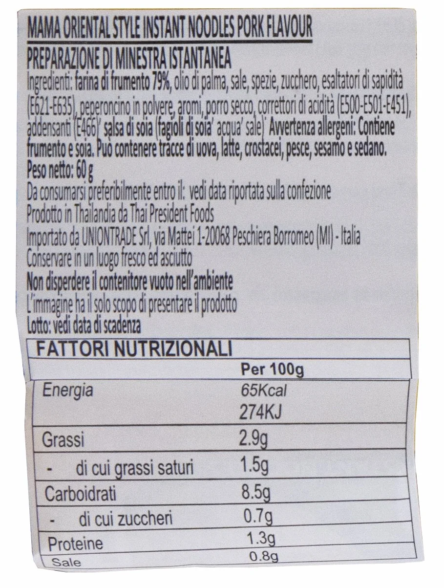 Zupa z makaronem wieprzowym mama kartonowa 30x55g Tajlandia