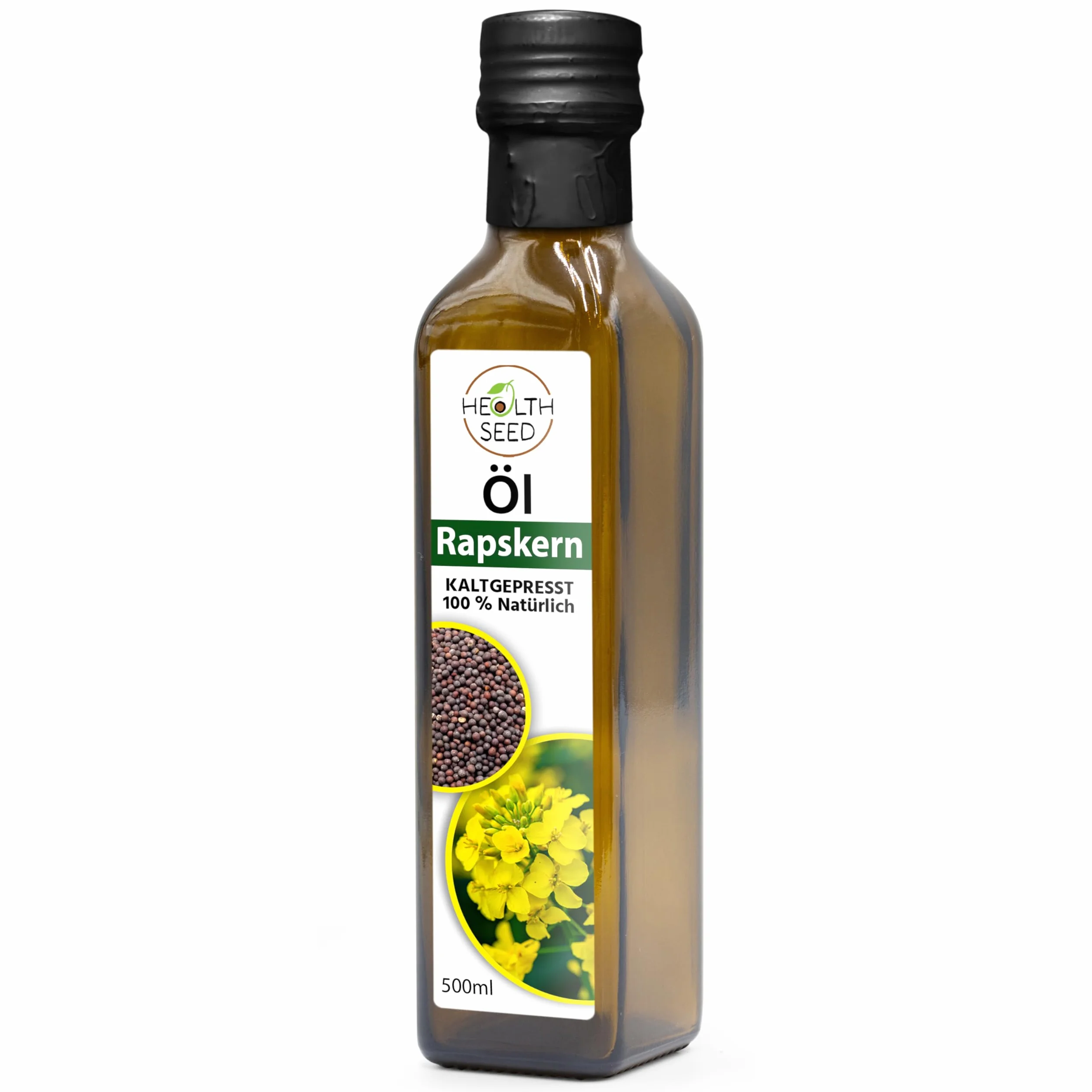 Health Seed niefiltrowany olej z pestek rzepaku 1000 ml tłoczony na zimno szklana butelka