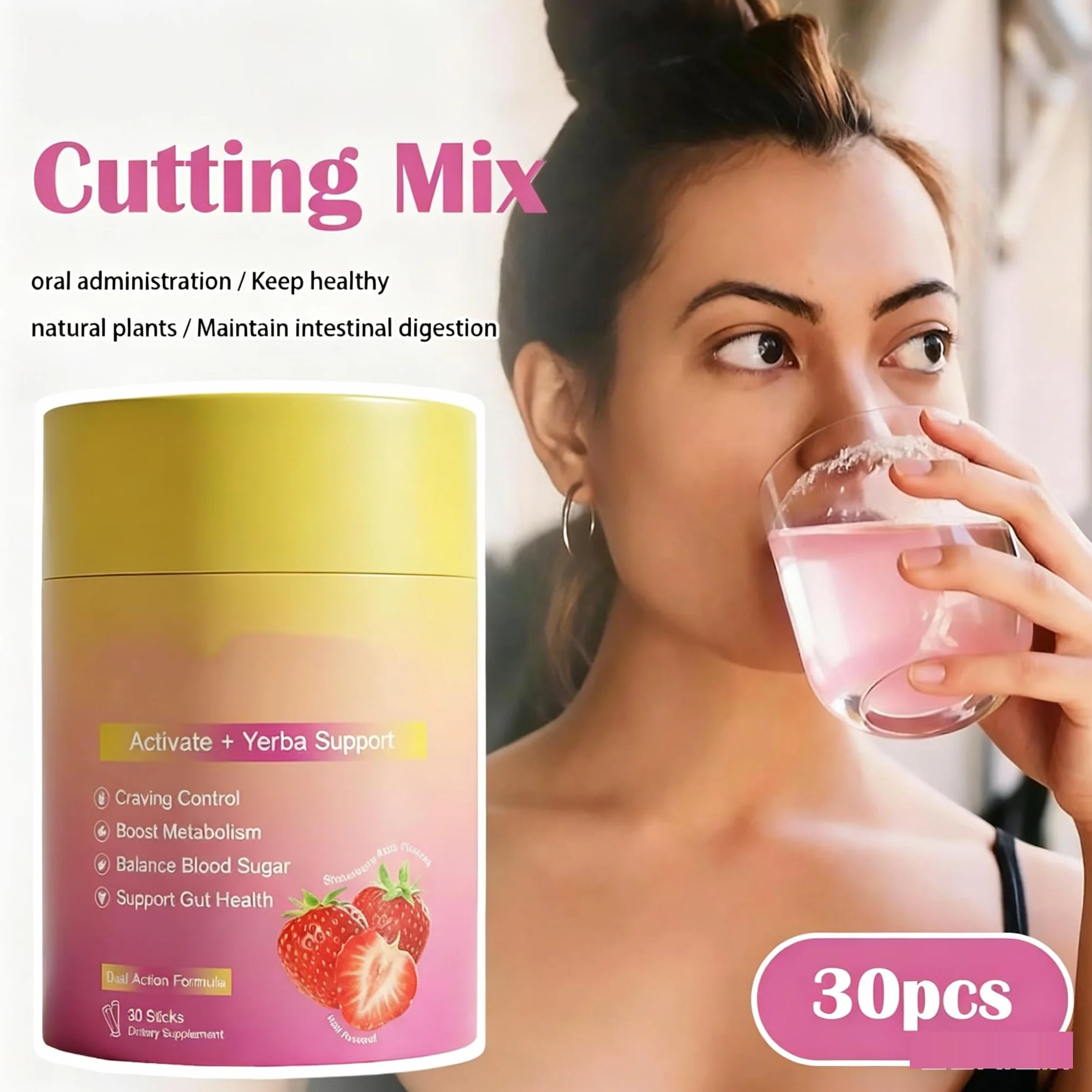 Mieszanka do picia do spalania tłuszczu, podwójna akcja zapobiegająca zachłanności i przyspieszająca metabolizm, wegański, bez cukru, mieszanka do picia Yerba Mate, dla dorosłych